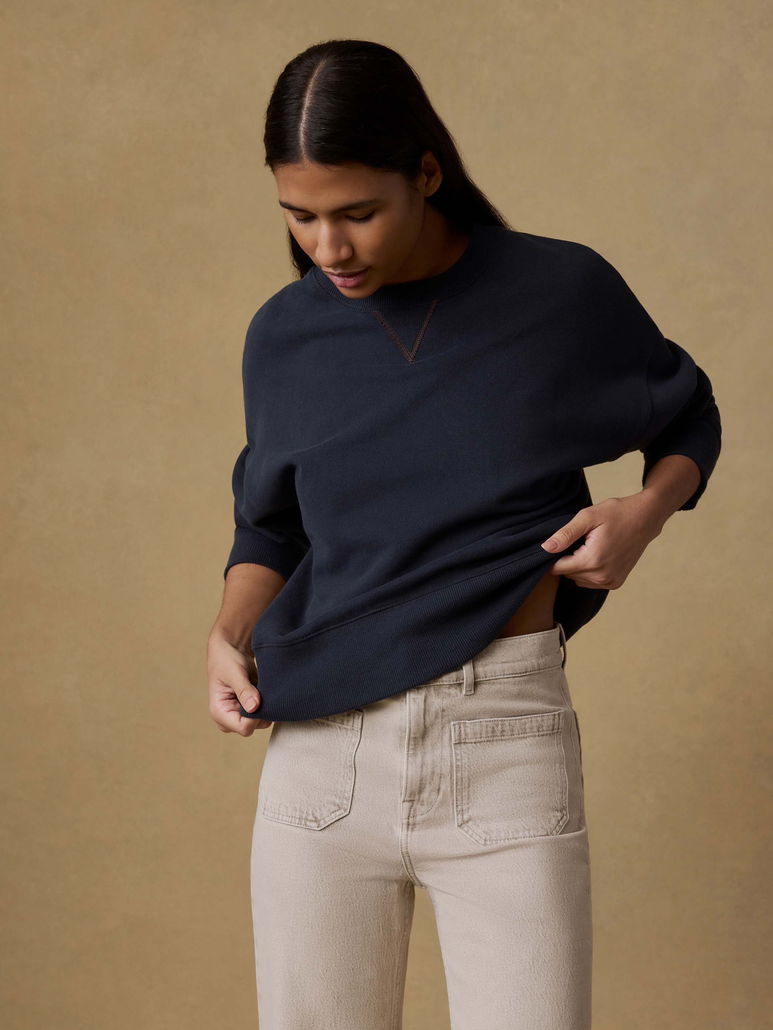 High Standard Fleece Vintage Crewneck - Black | Faherty Brand