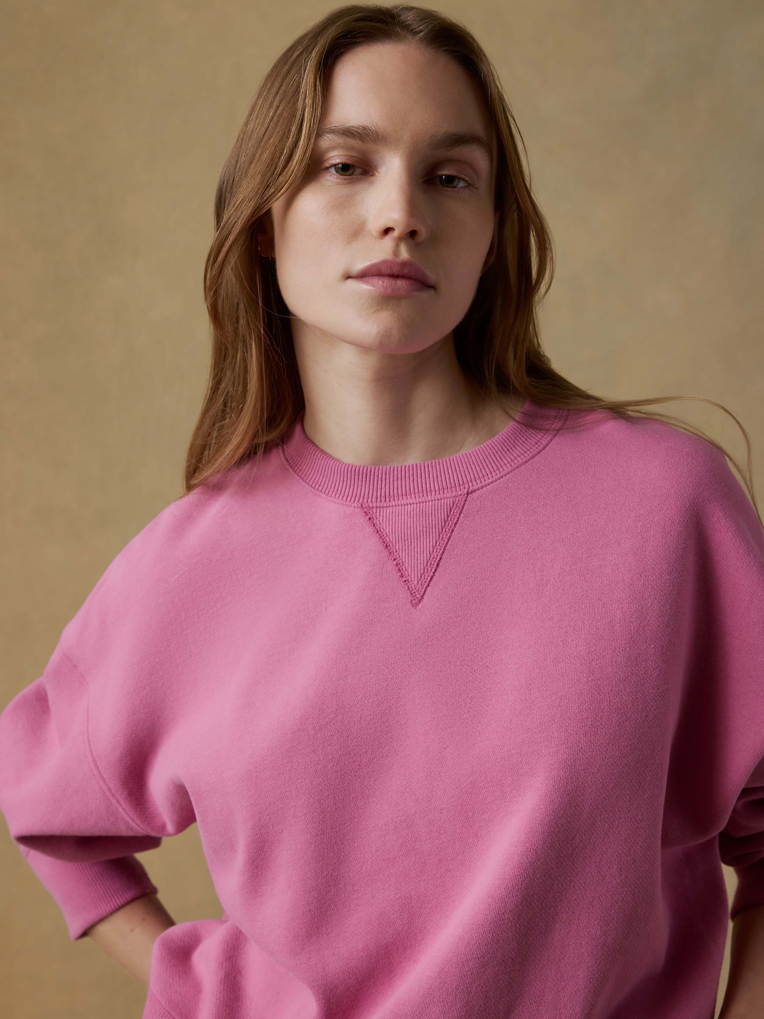 High Standard Fleece Vintage Crewneck - Ibis Rose | Faherty Brand