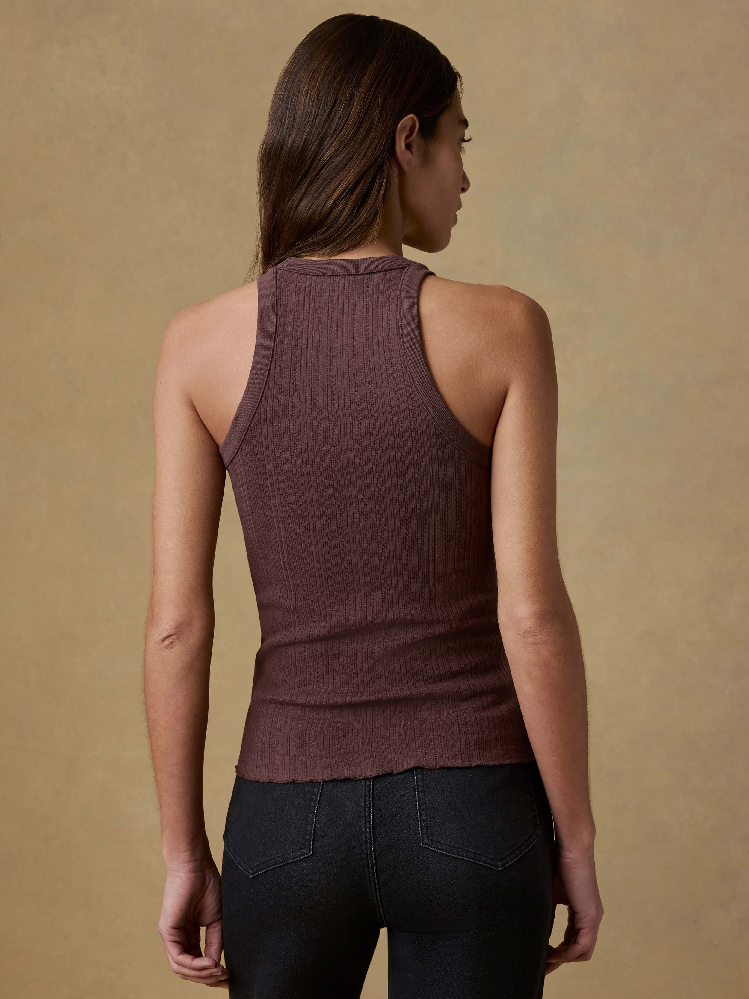 Paradise Pointelle Tank - Chicory Coffee | Faherty Brand