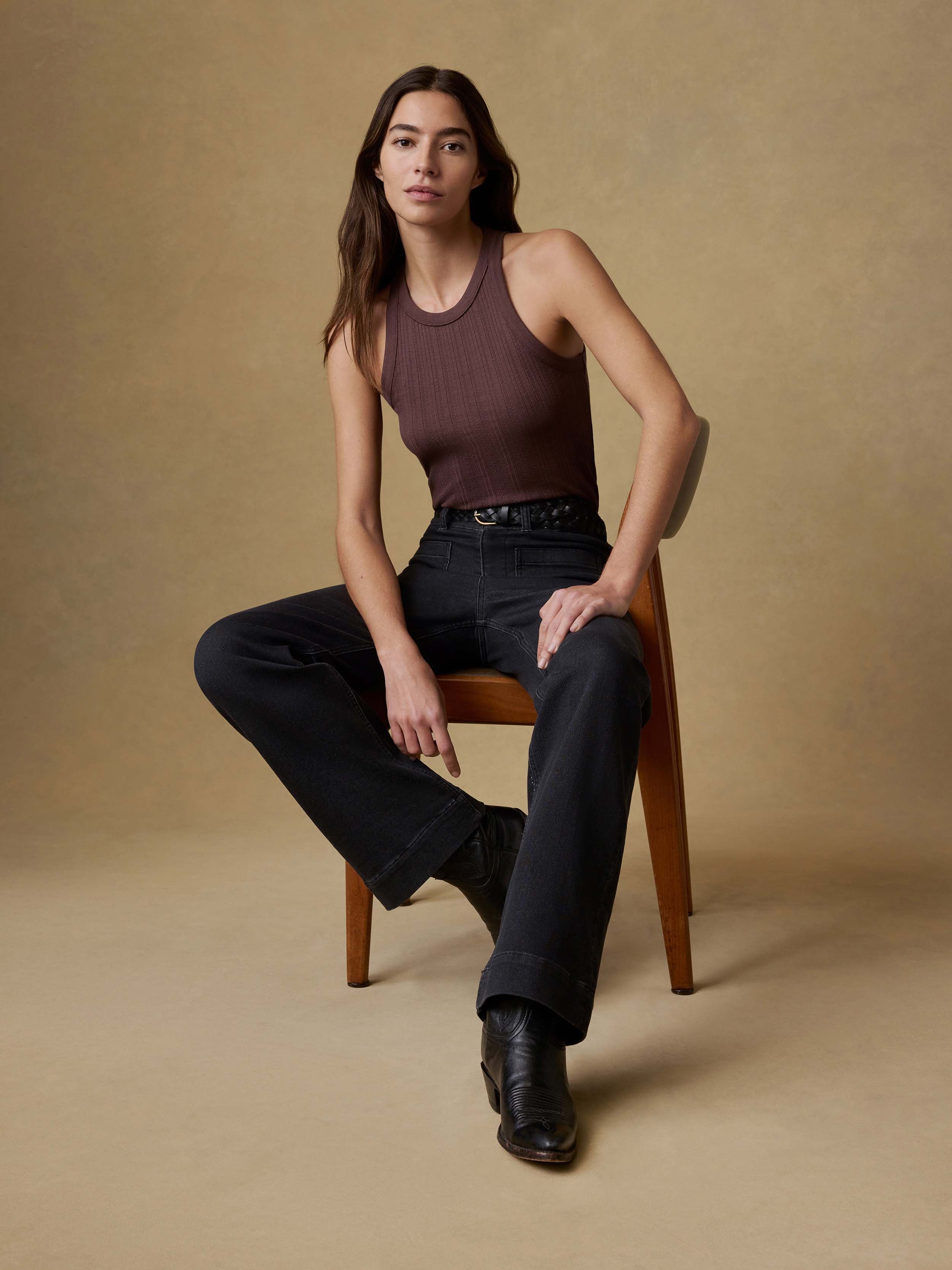 Paradise Pointelle Tank - Chicory Coffee | Faherty Brand