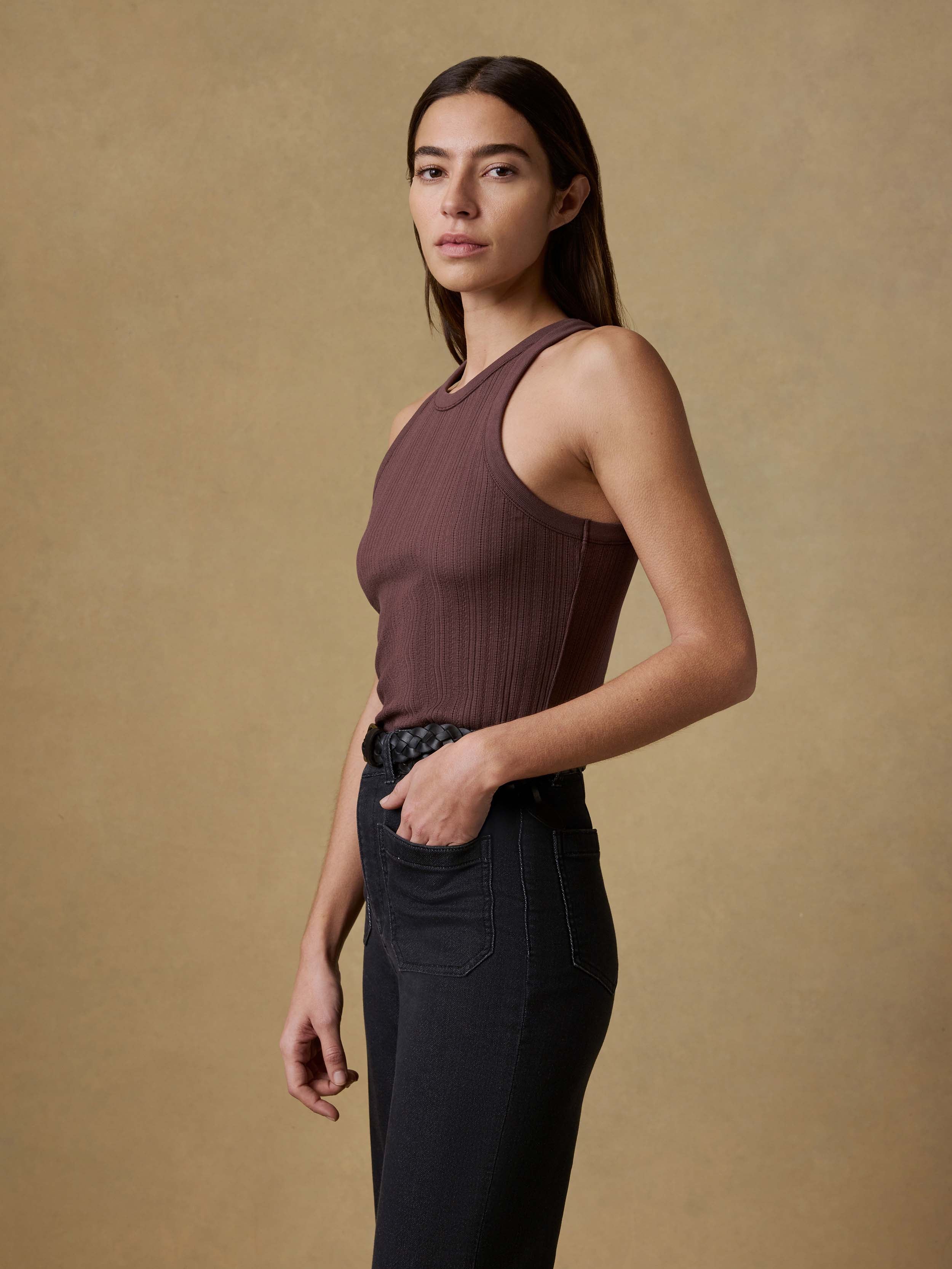 Paradise Pointelle Tank - Chicory Coffee | Faherty Brand