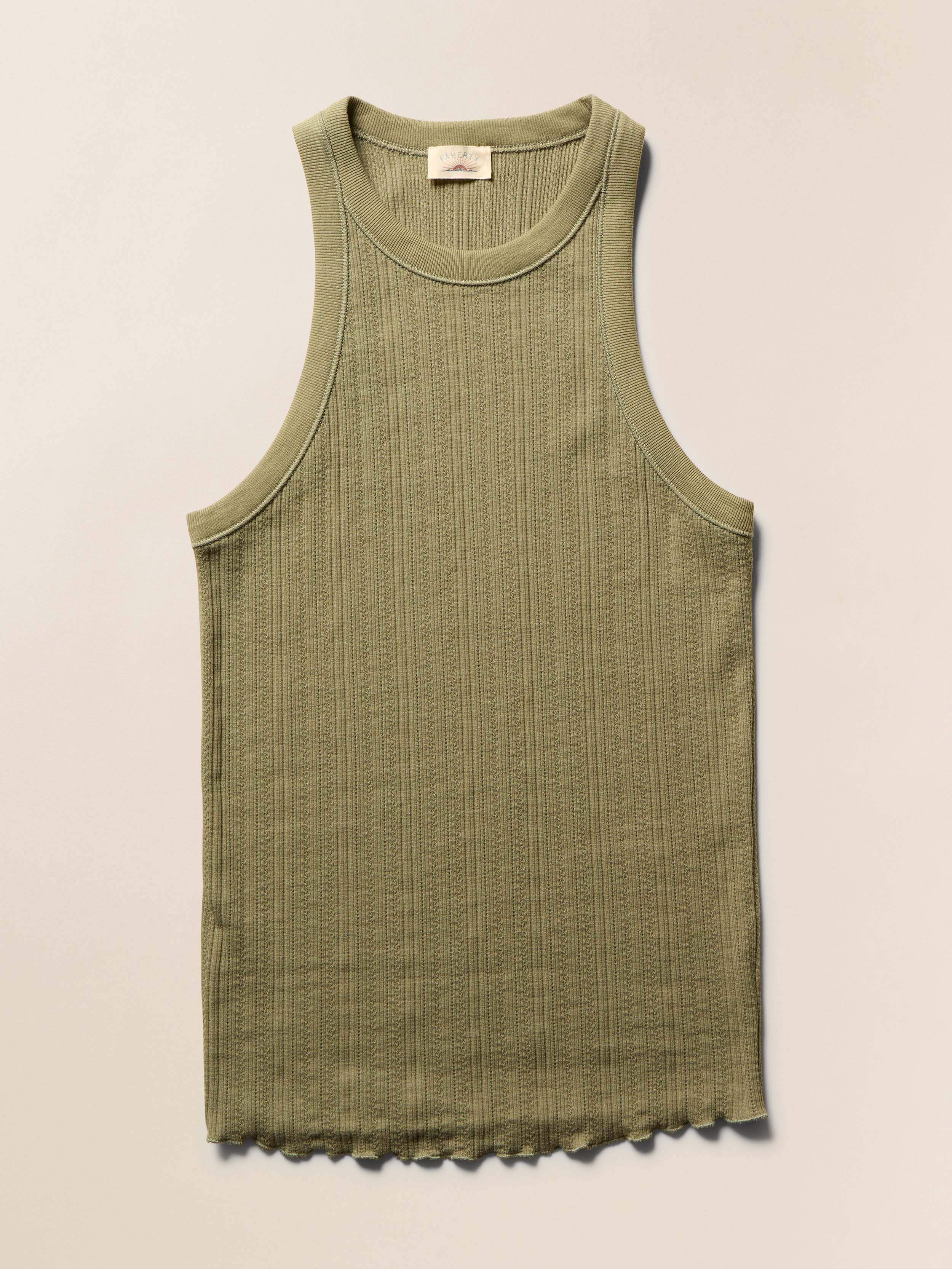 Paradise Pointelle Tank - Island Olive | Faherty Brand