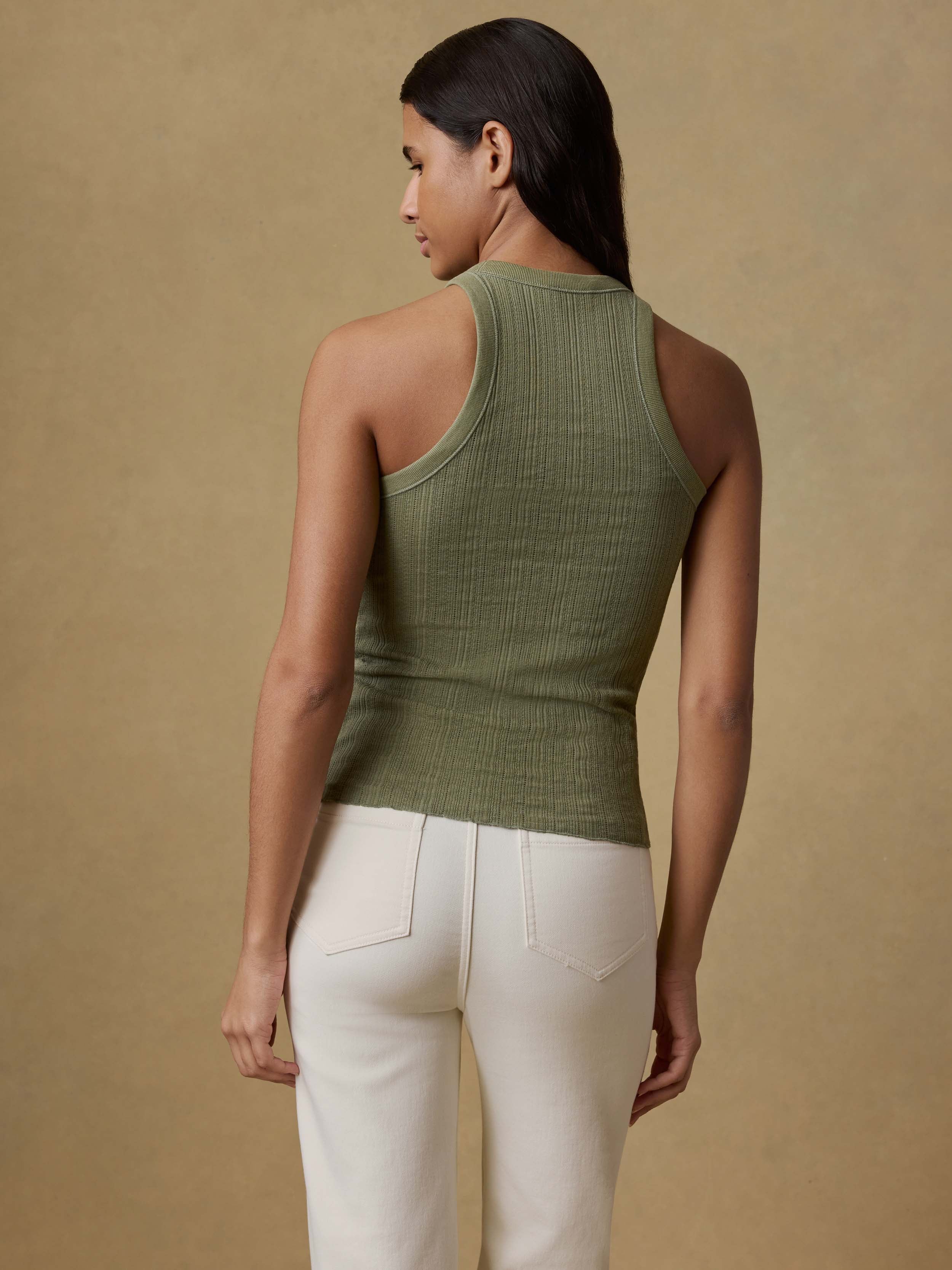 Paradise Pointelle Tank - Island Olive | Faherty Brand