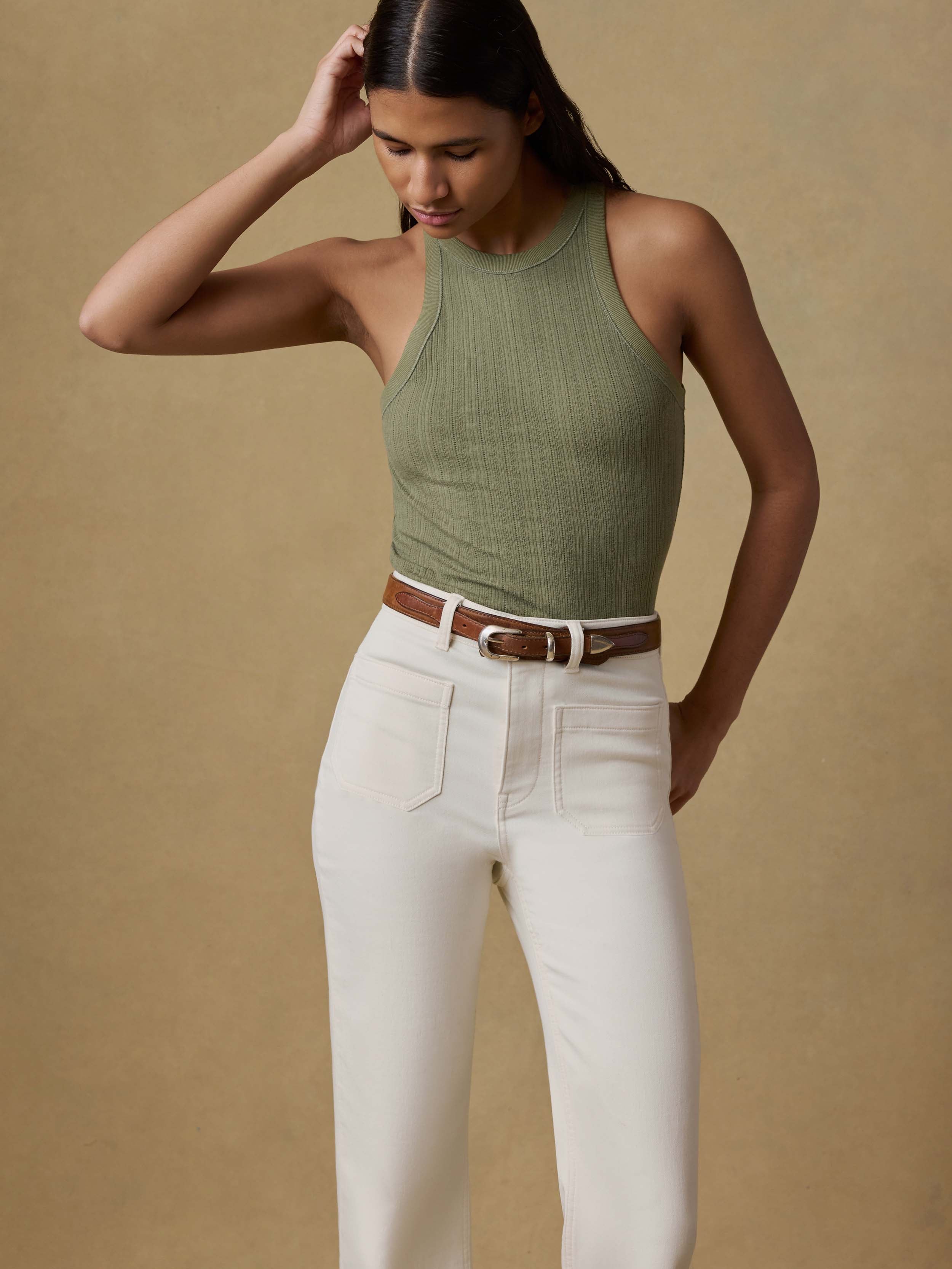 Paradise Pointelle Tank - Island Olive | Faherty Brand