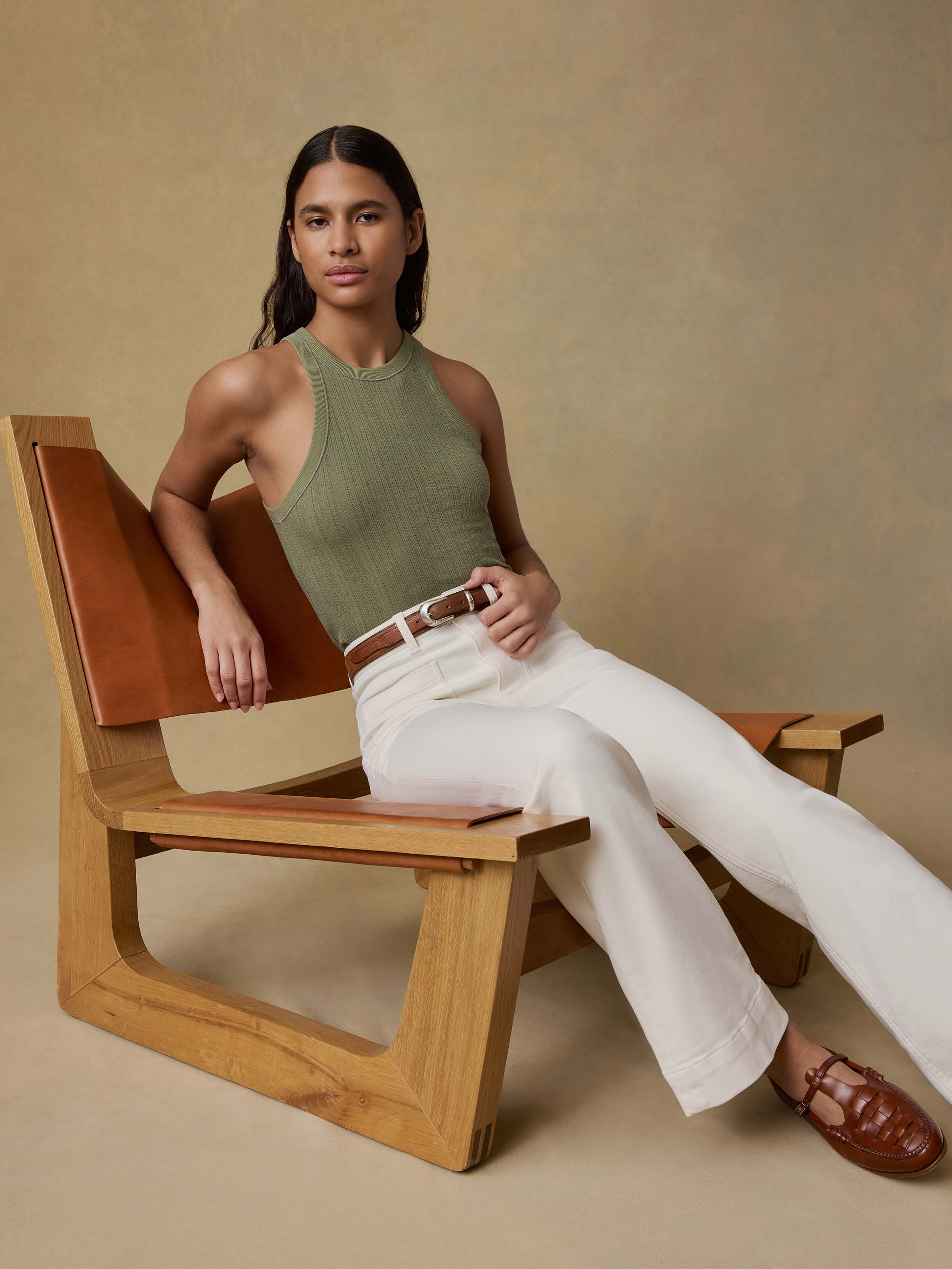 Paradise Pointelle Tank - Island Olive | Faherty Brand