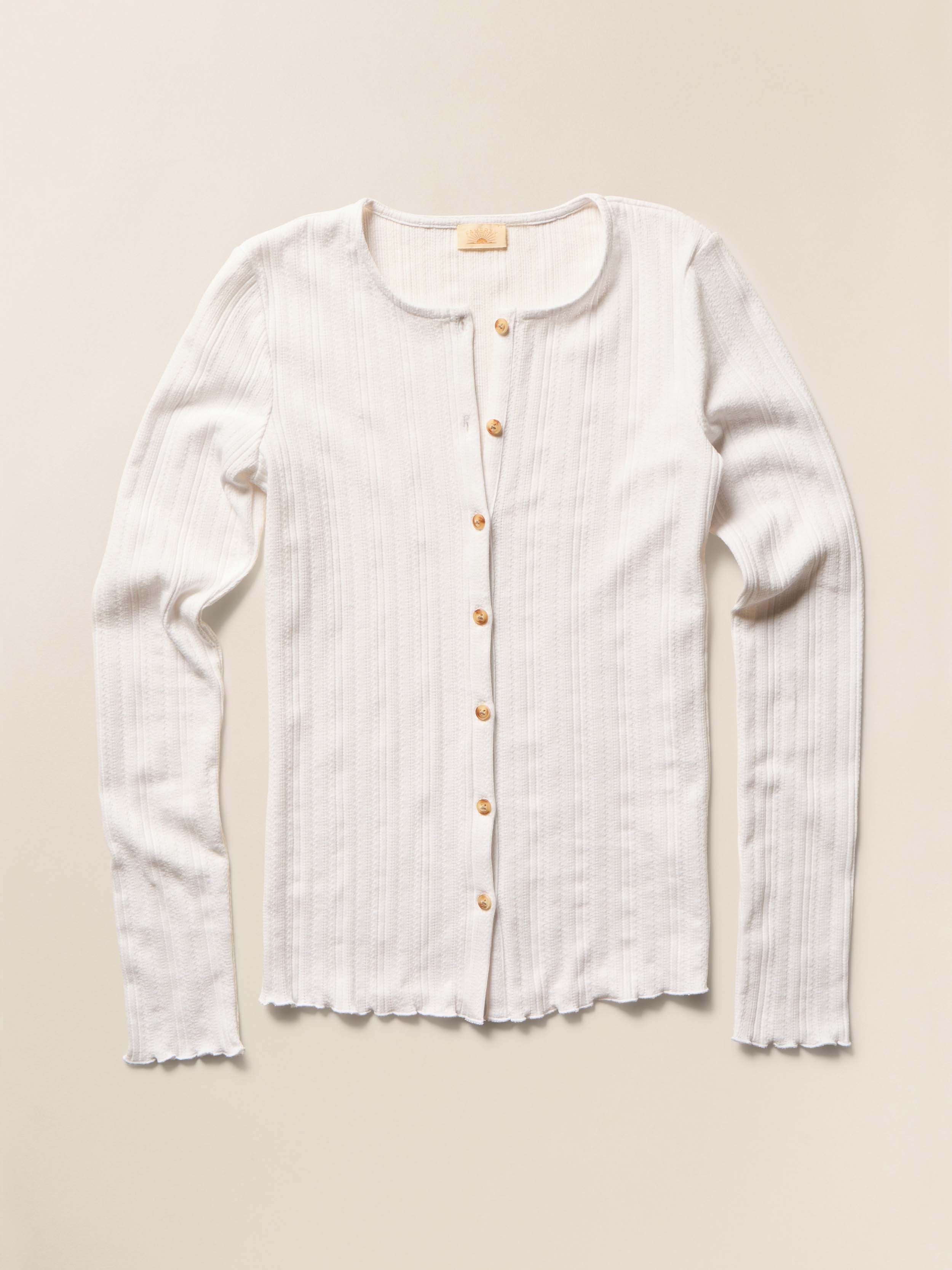 Paradise Pointelle Cardigan - White | Faherty Brand