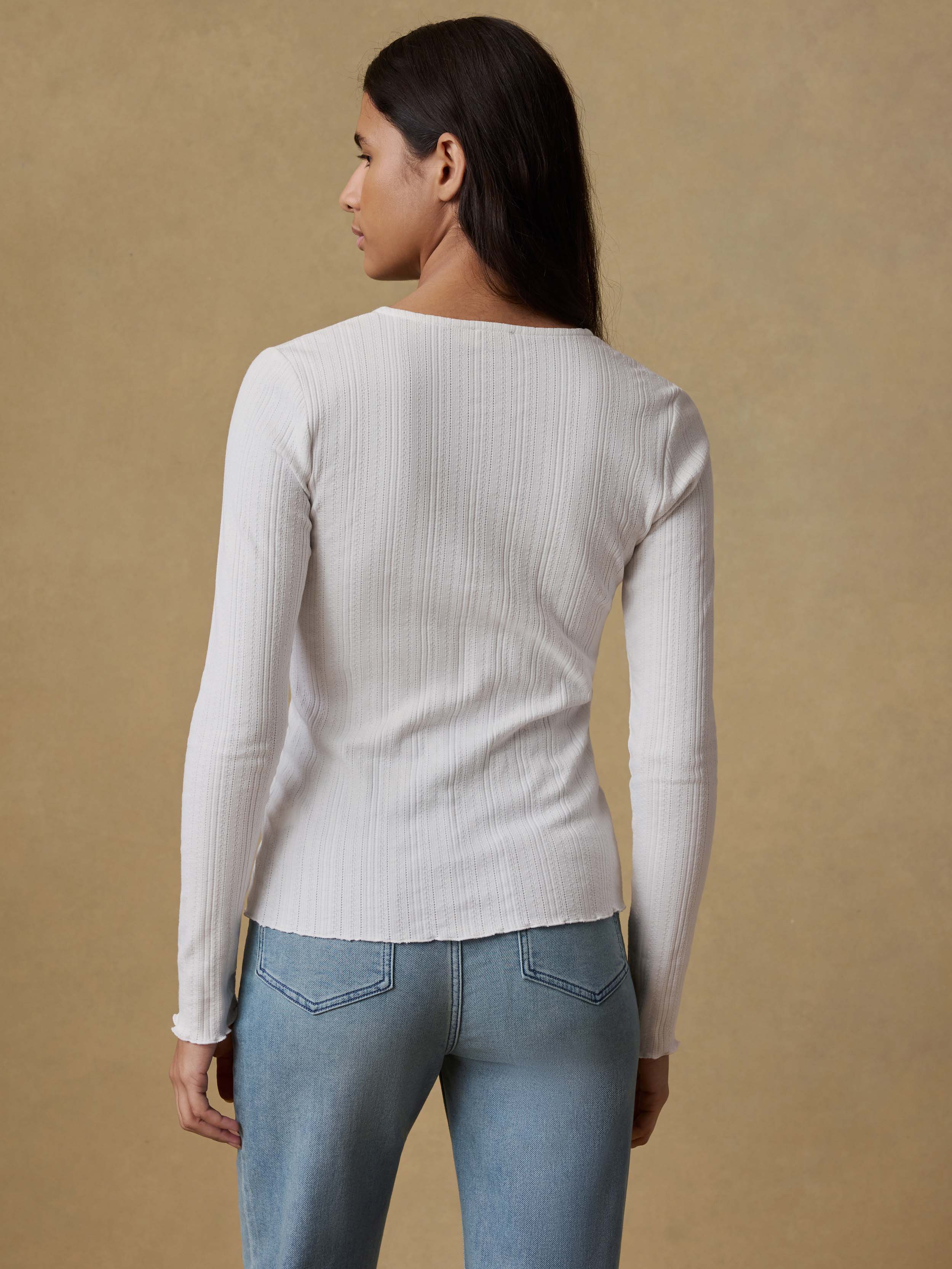 Paradise Pointelle Cardigan - White | Faherty Brand