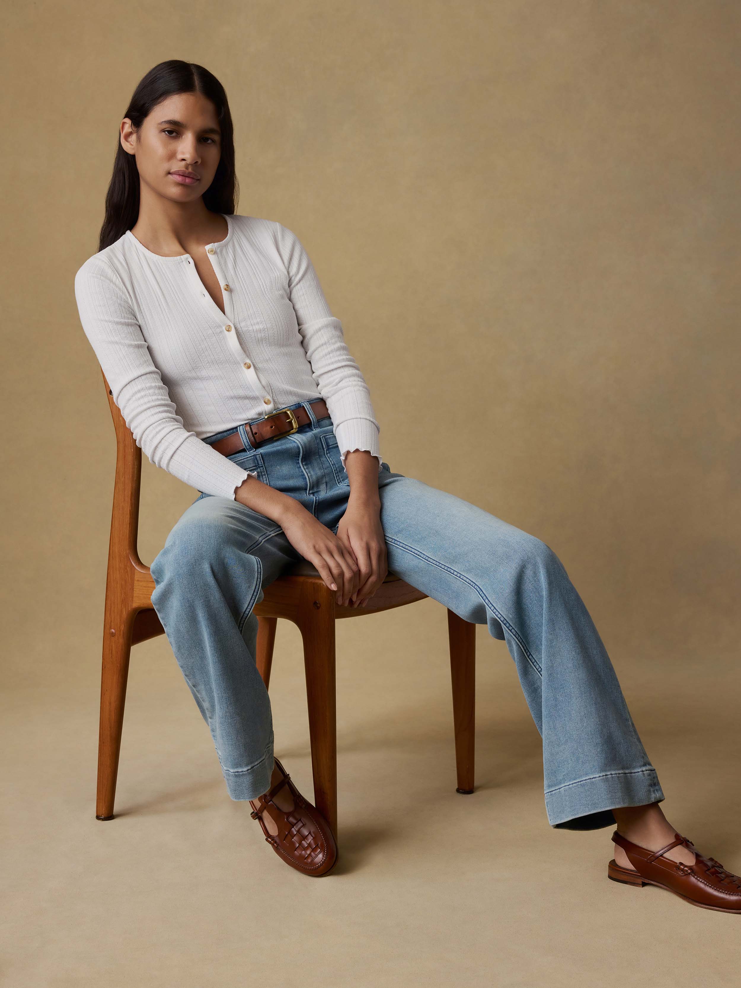 Paradise Pointelle Cardigan - White | Faherty Brand