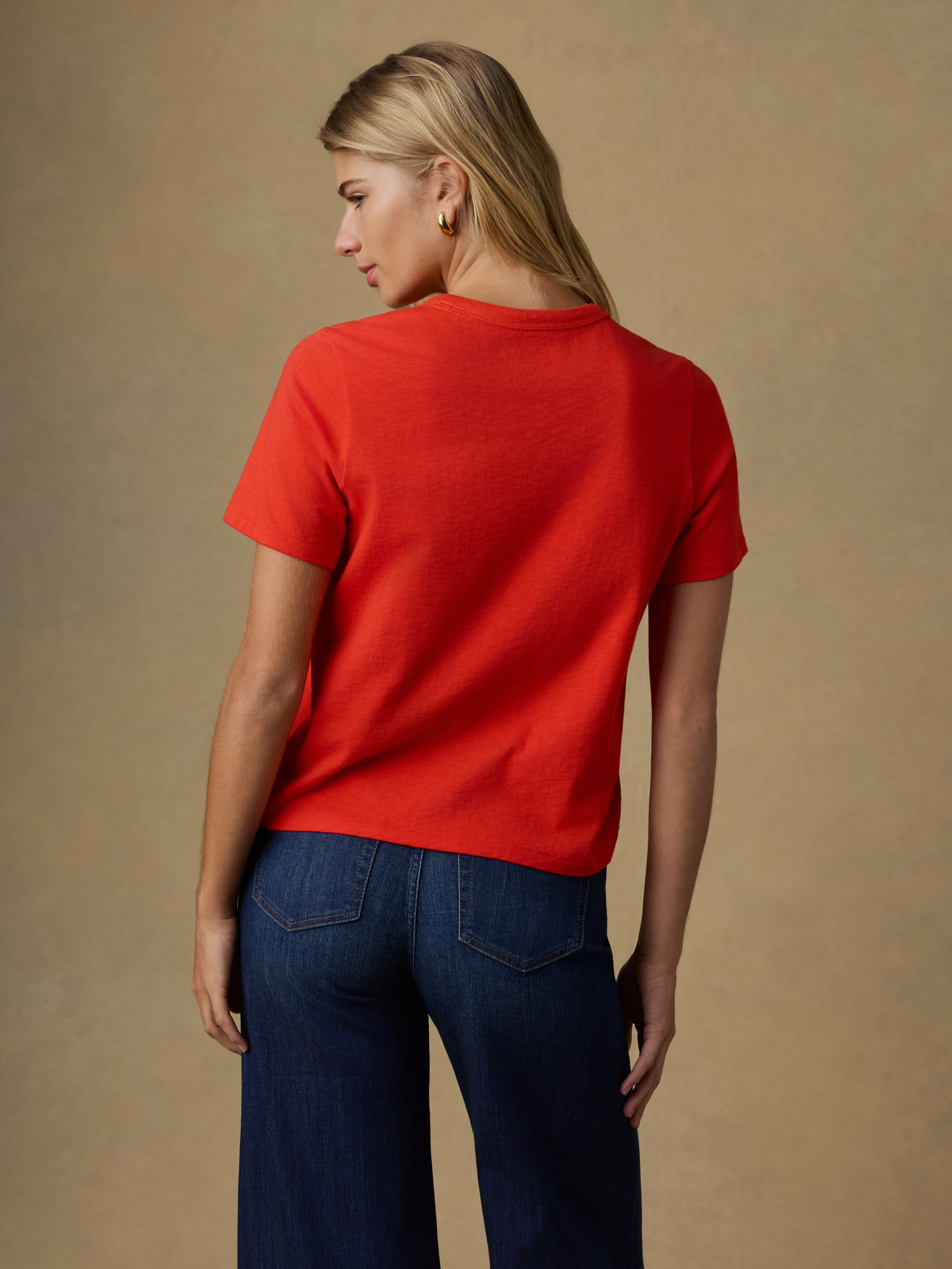 Sunwashed Regenerative Tee - Poppy Red | Faherty Brand