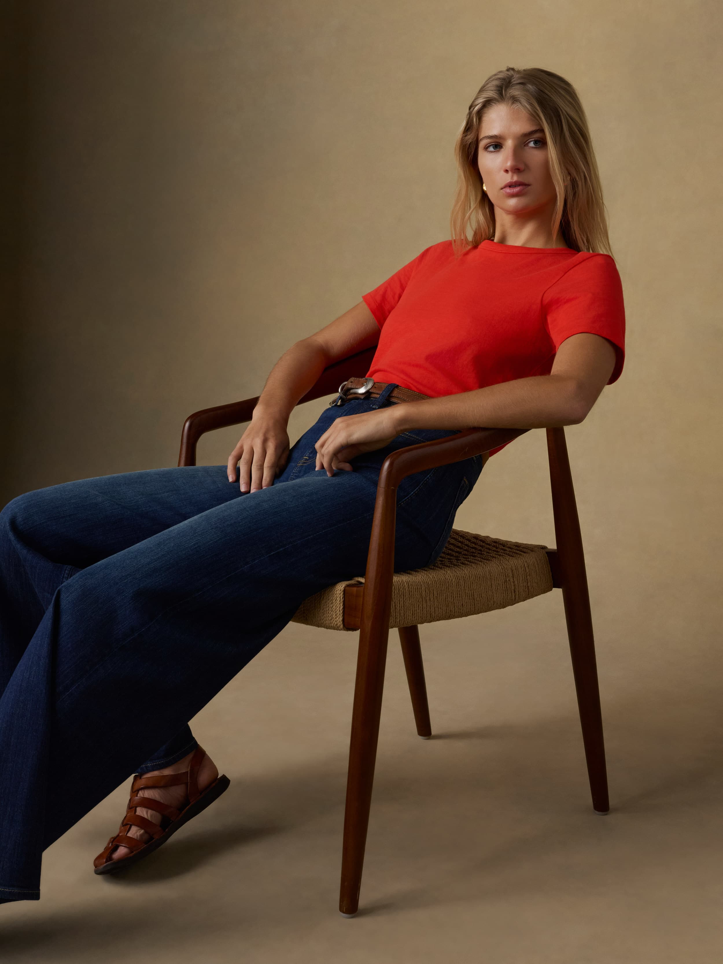 Sunwashed Regenerative Tee - Poppy Red | Faherty Brand