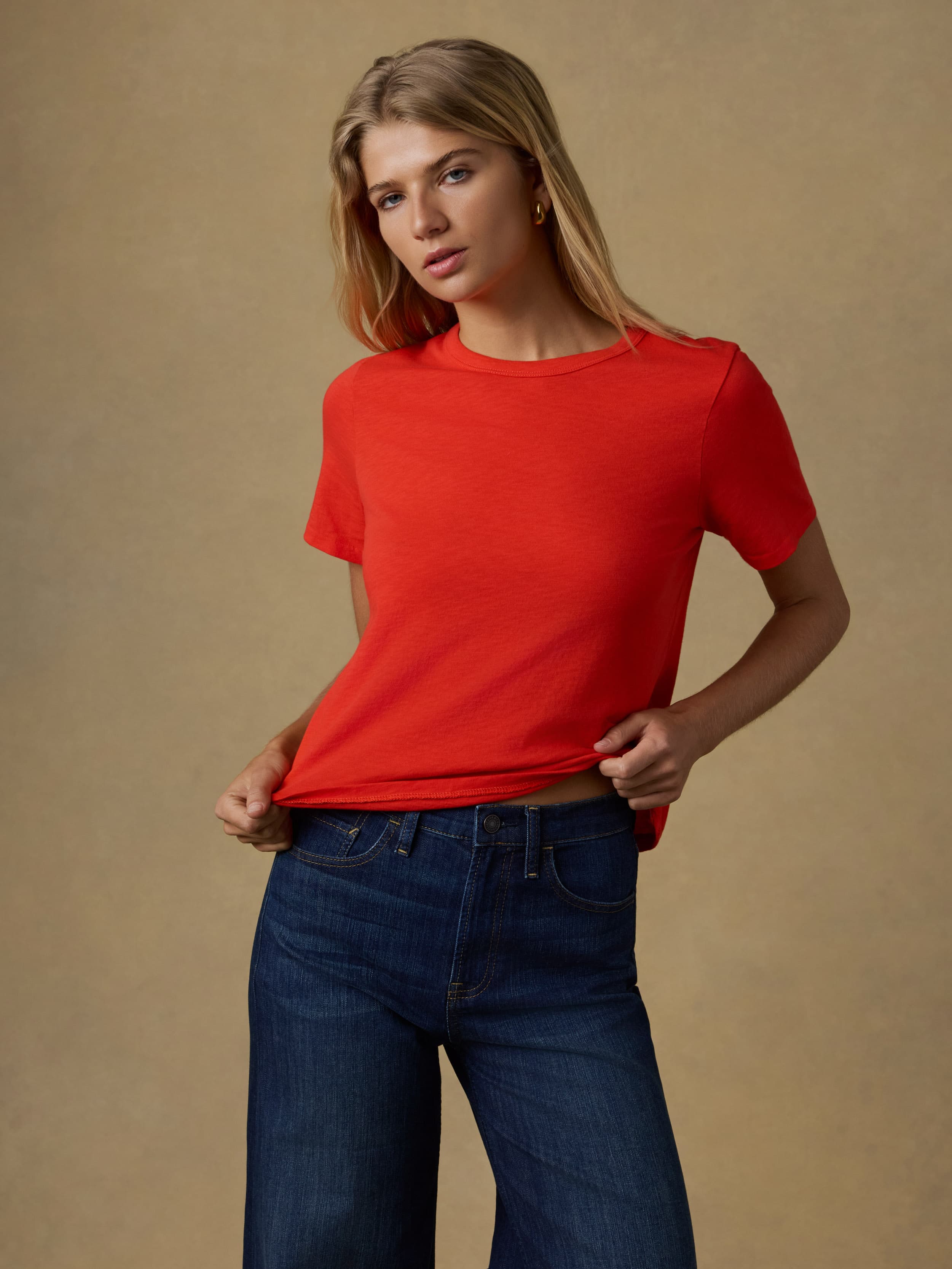 Sunwashed Regenerative Tee - Poppy Red | Faherty Brand