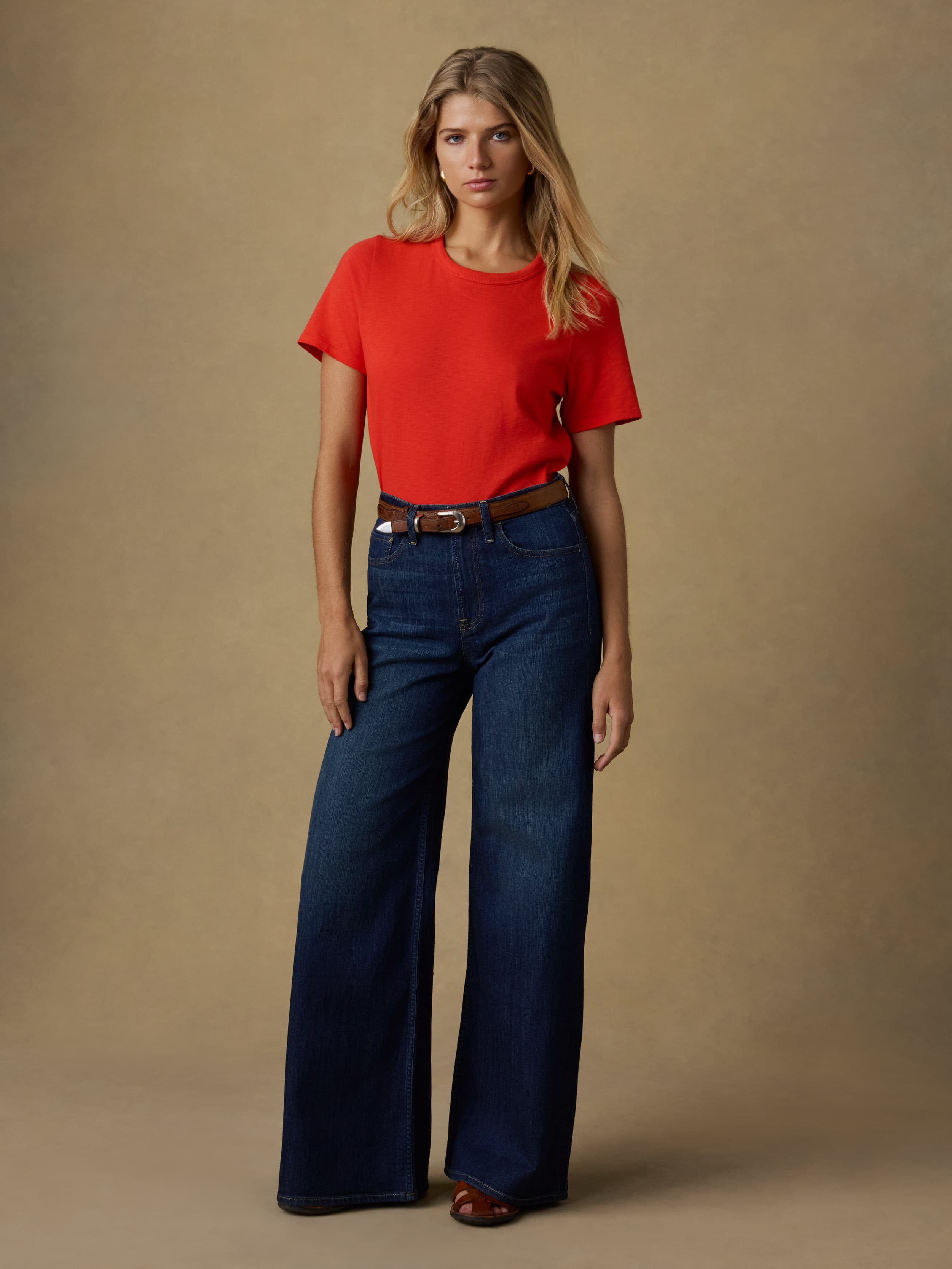Sunwashed Regenerative Tee - Poppy Red | Faherty Brand