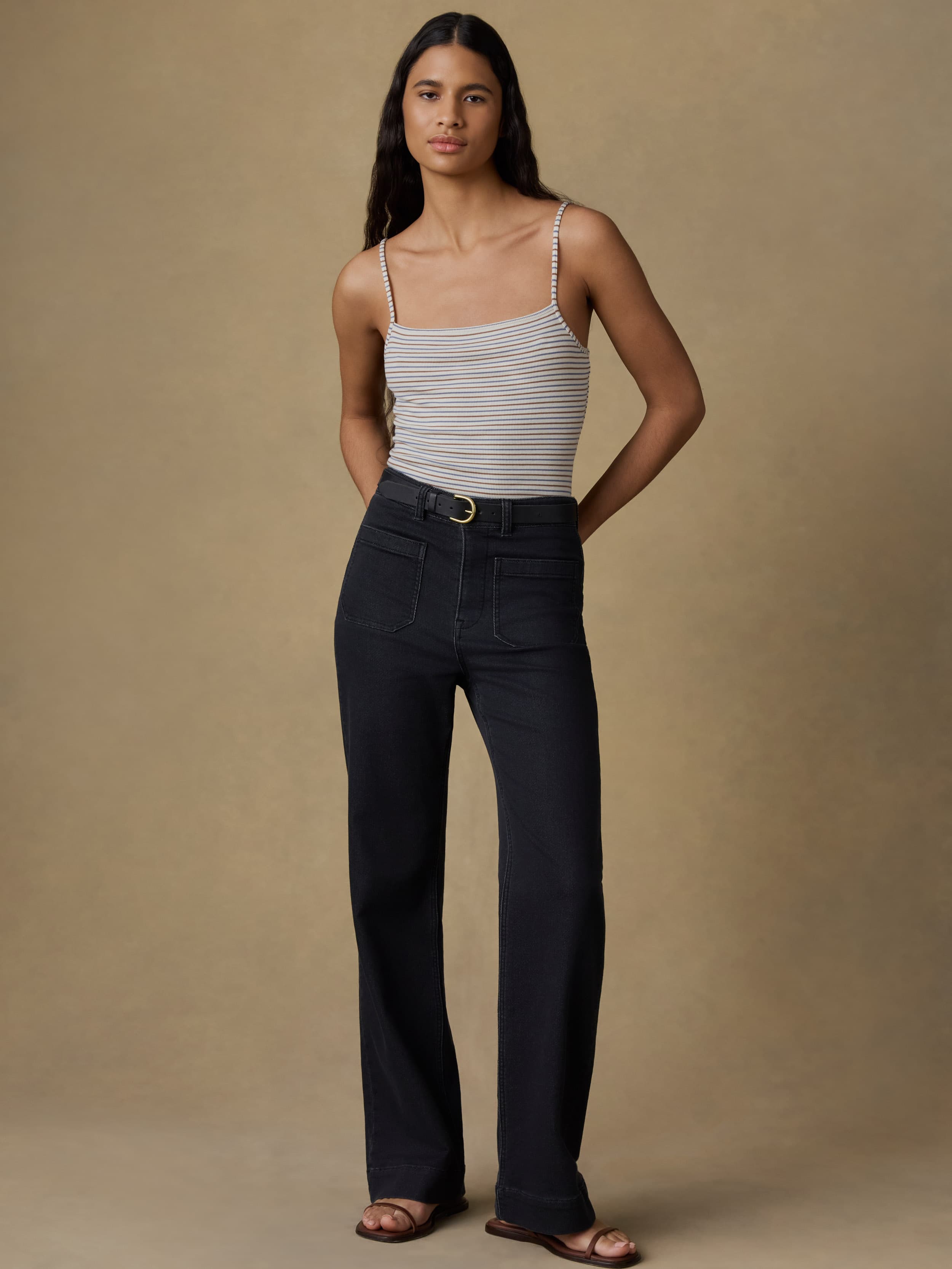 Featherweight Freestyle Rib Cami - Egret Stripe | Faherty Brand