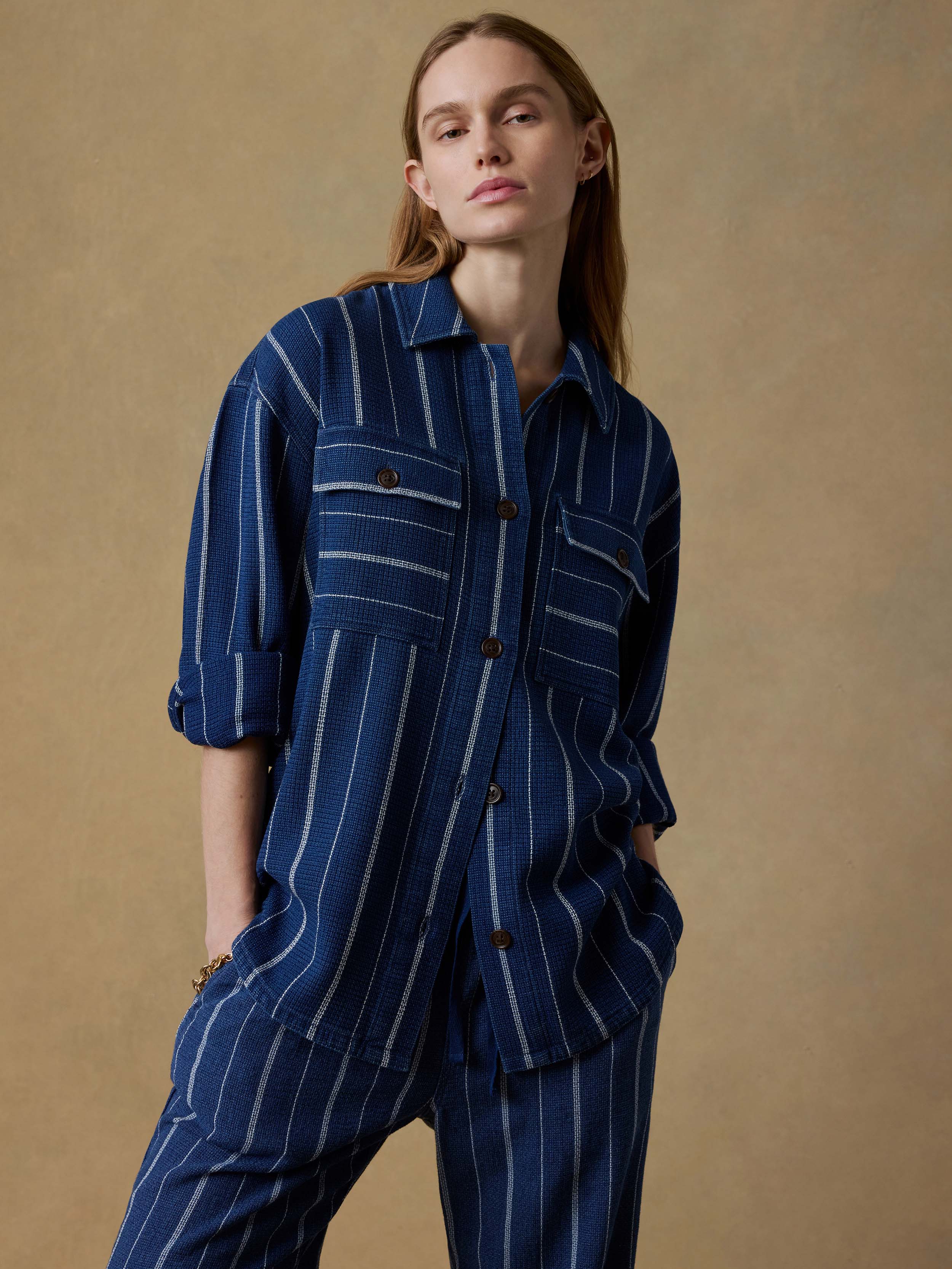 Island Tide Shirt Jacket - Indigo Drift Stripe | Faherty Brand