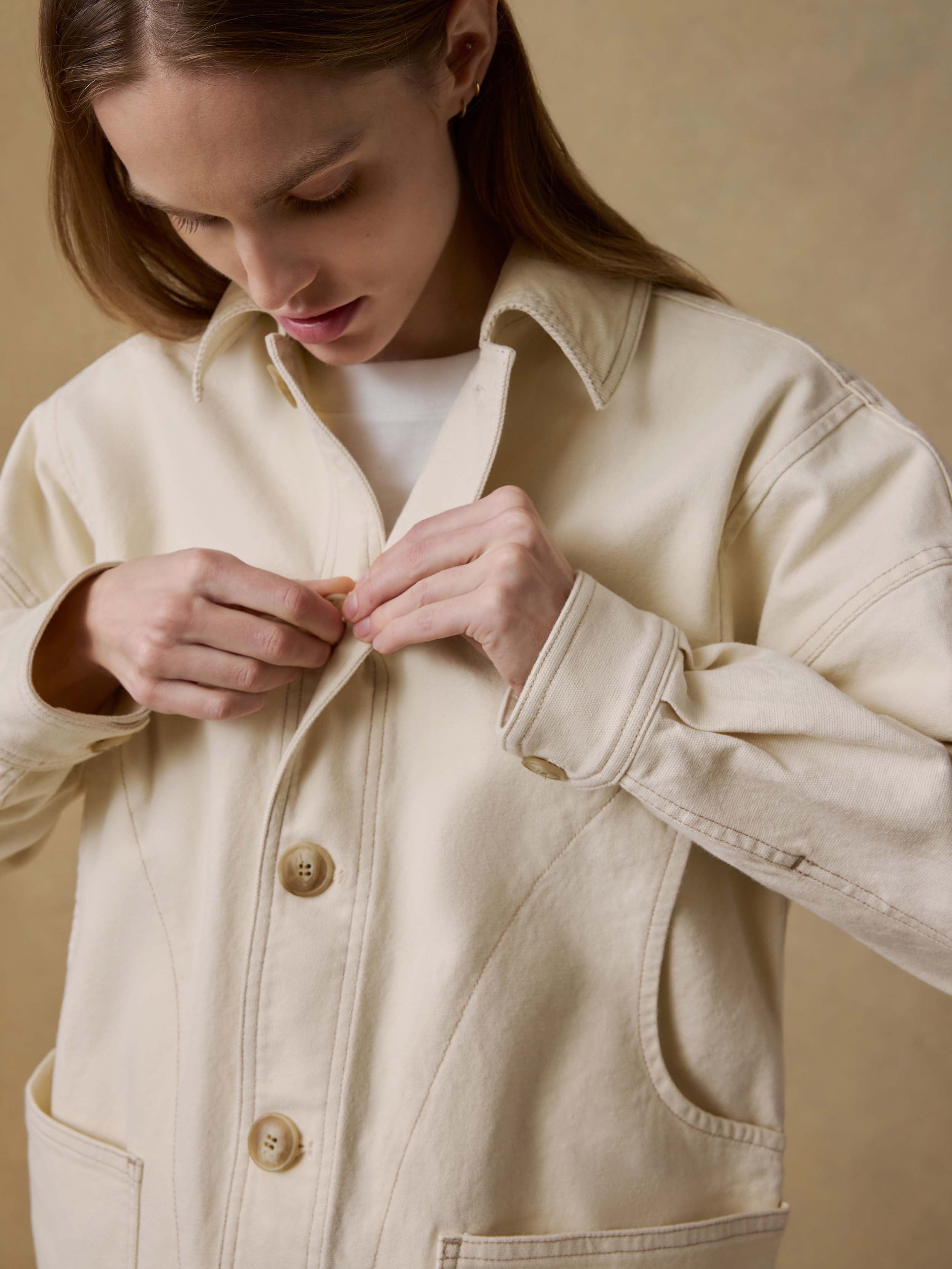 Sunwashed Canvas Chore Jacket - Sea Salt | Faherty Brand