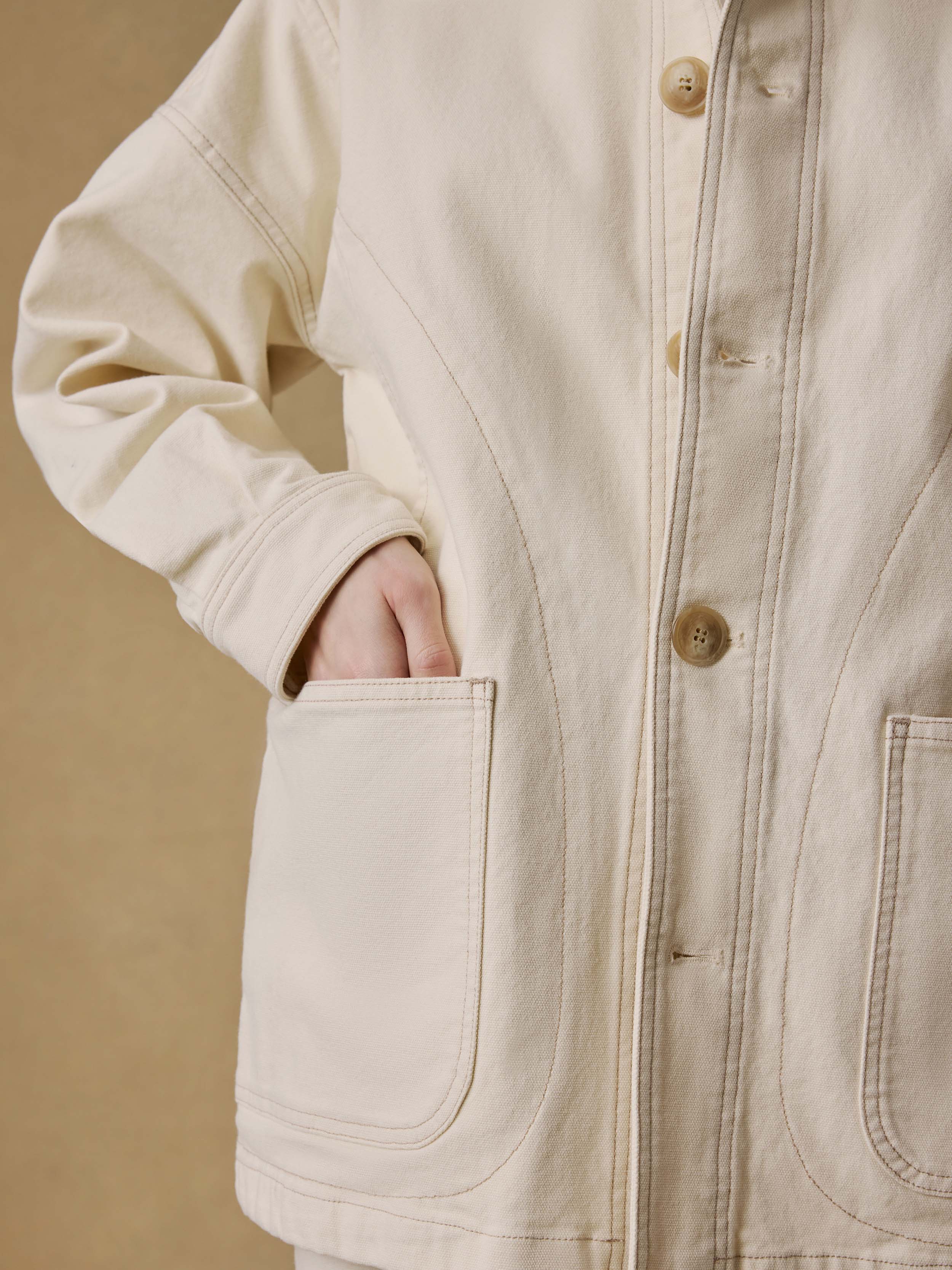 Sunwashed Canvas Chore Jacket - Sea Salt | Faherty Brand