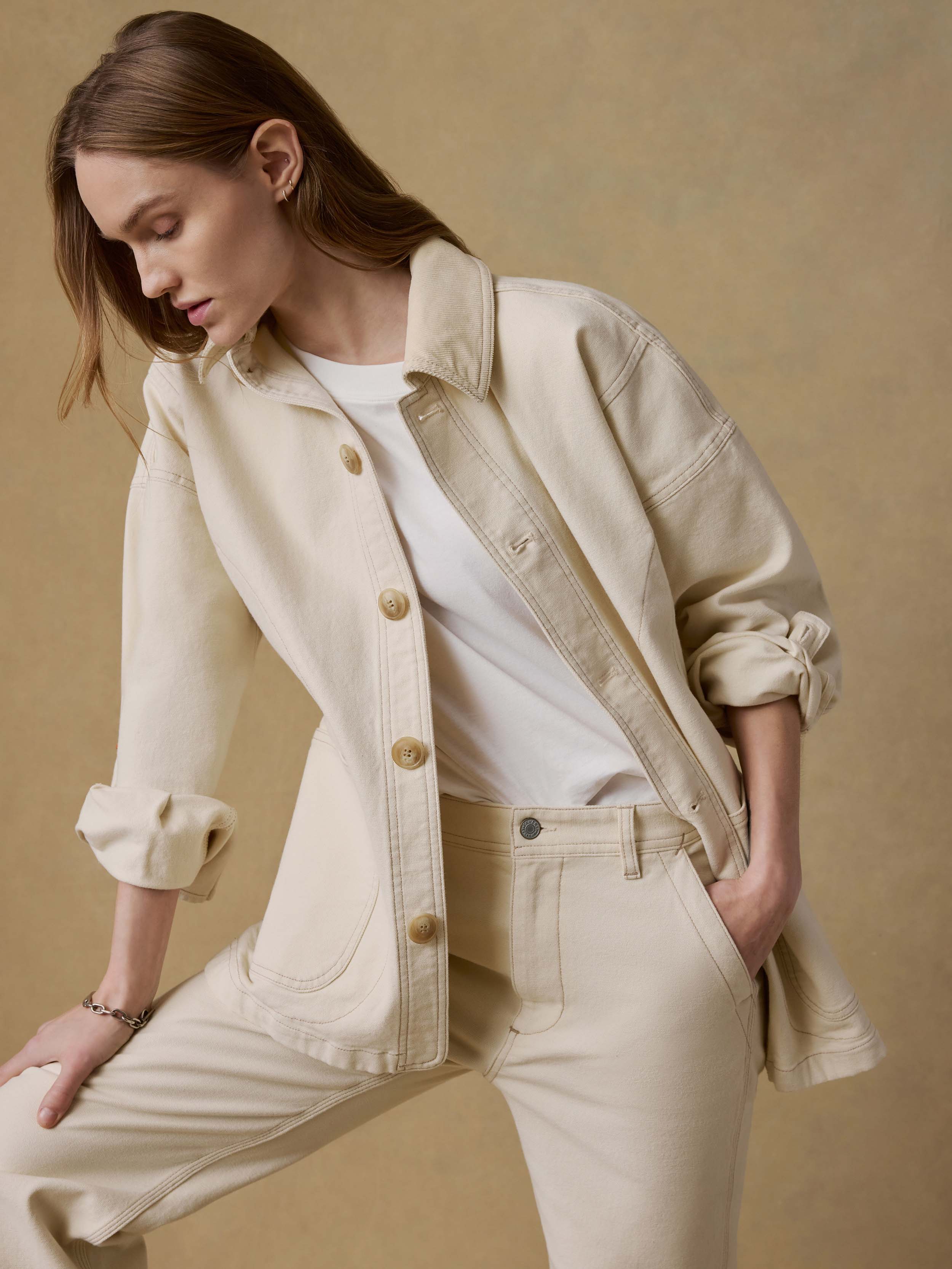 Sunwashed Canvas Chore Jacket - Sea Salt | Faherty Brand