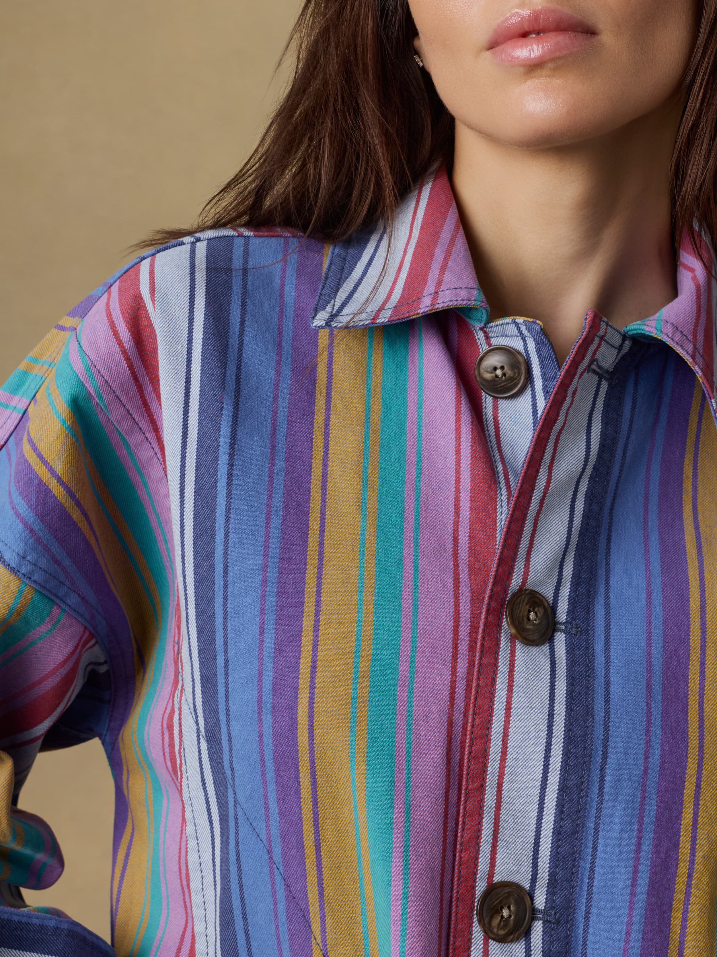 Sunset Denim Chore Jacket - Painted Row Stripe | Faherty Brand