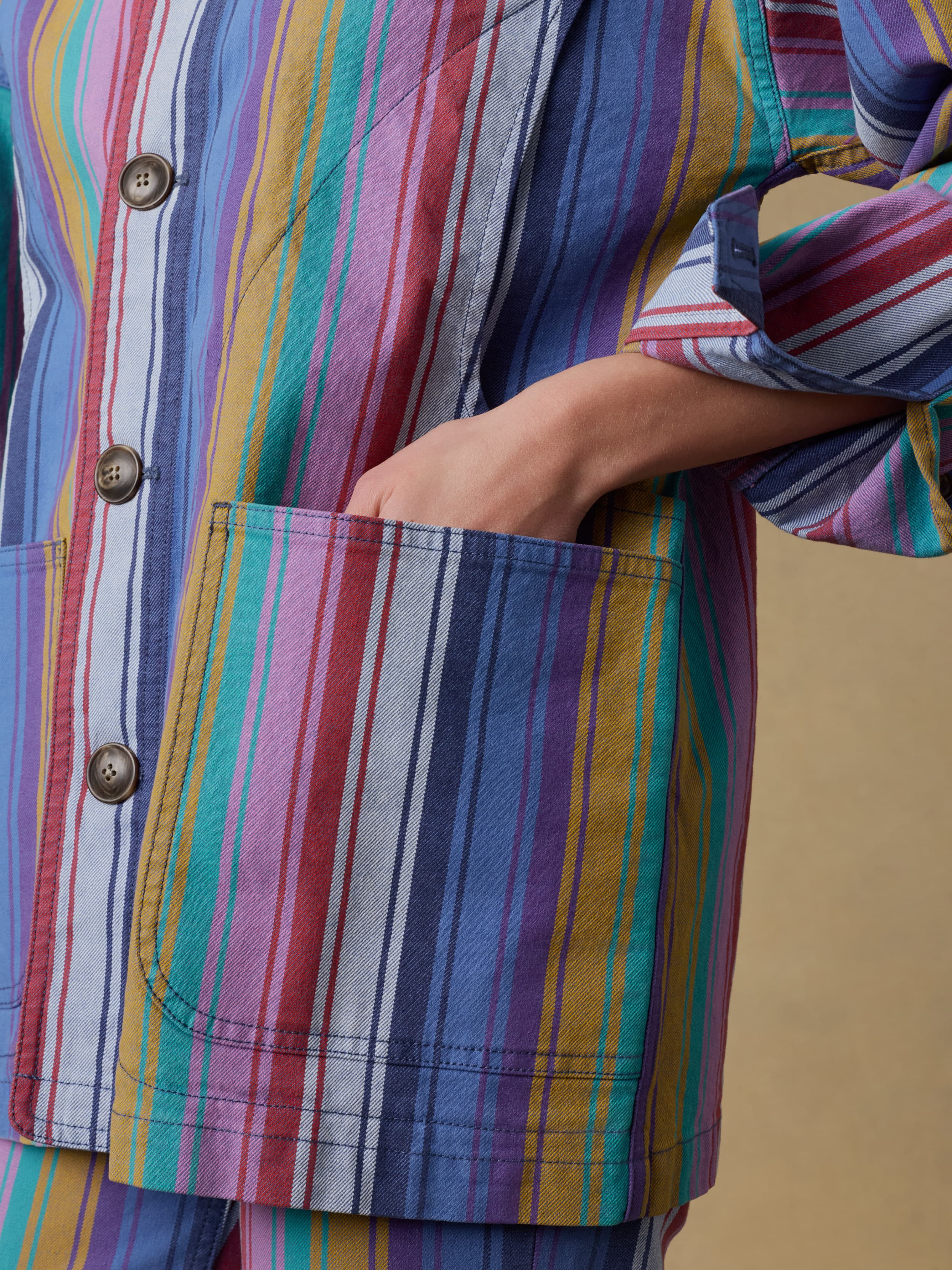 Sunset Denim Chore Jacket - Painted Row Stripe | Faherty Brand