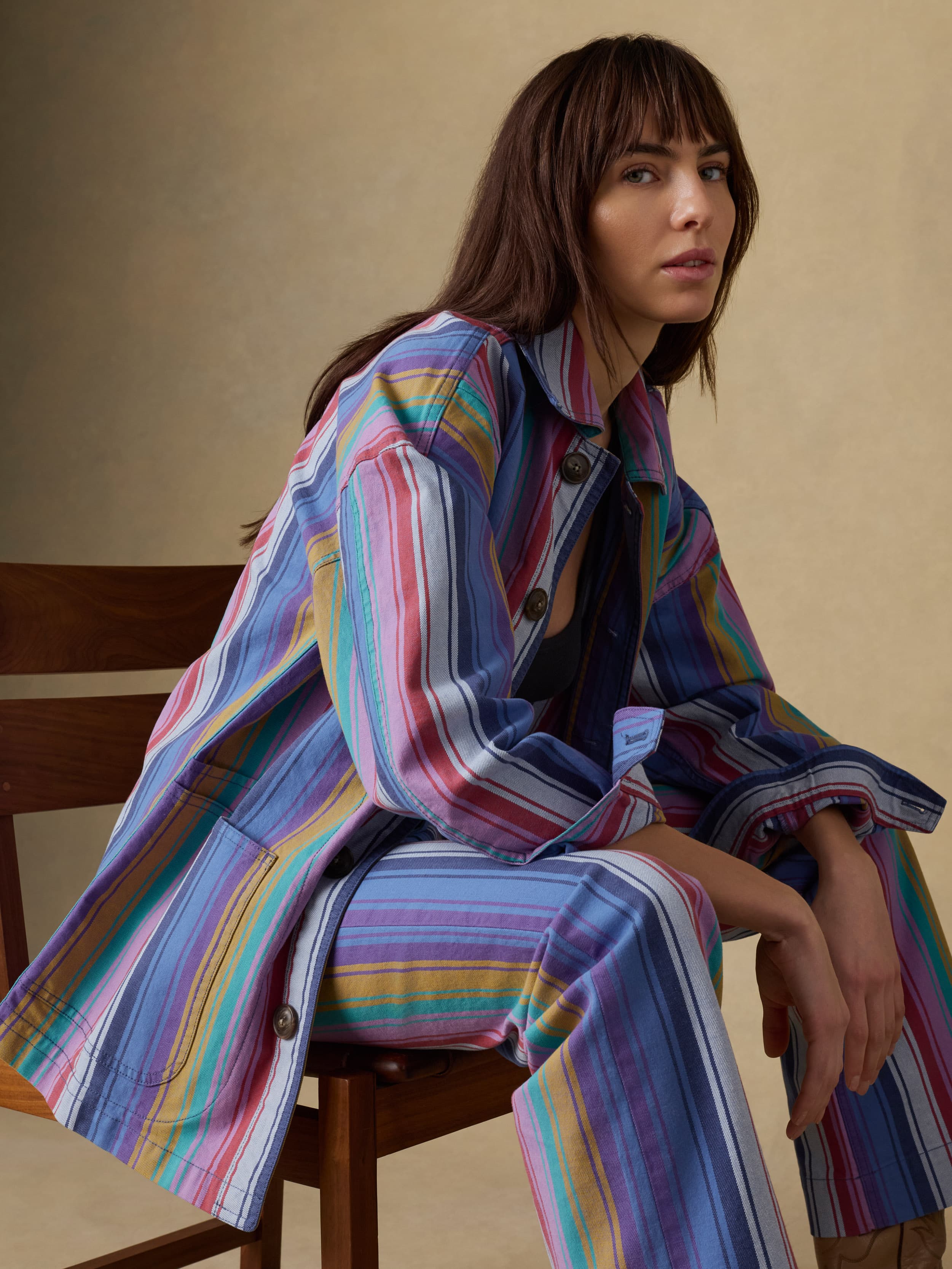 Sunset Denim Chore Jacket - Painted Row Stripe | Faherty Brand