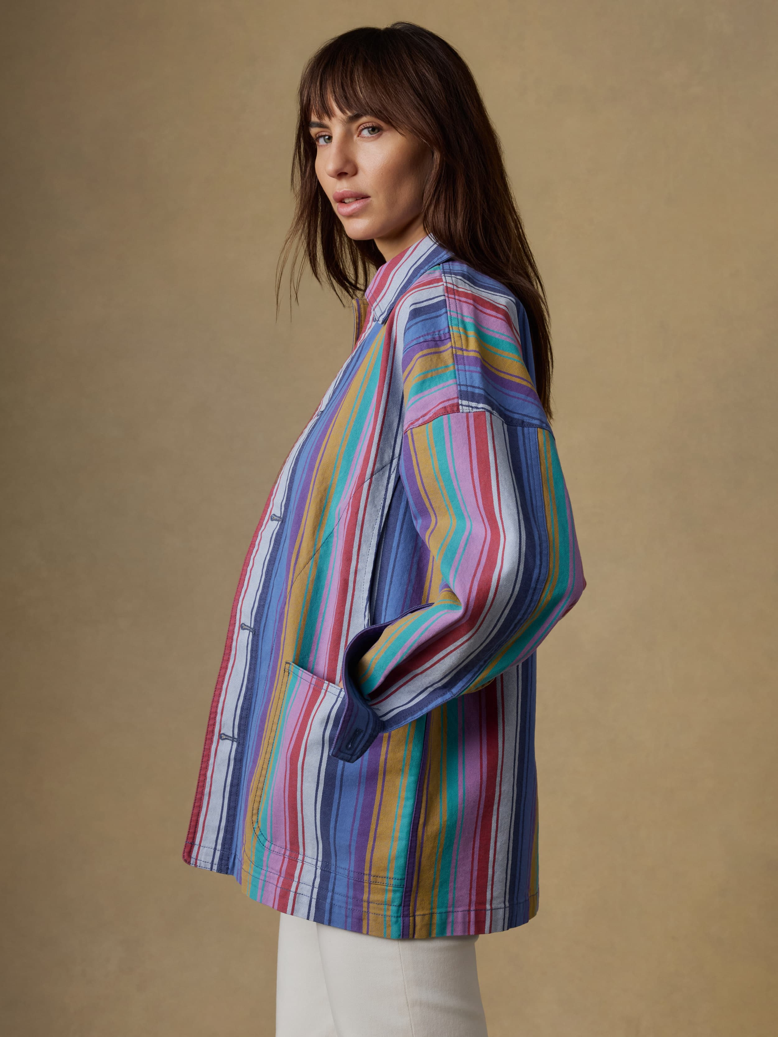Sunset Denim Chore Jacket - Painted Row Stripe | Faherty Brand