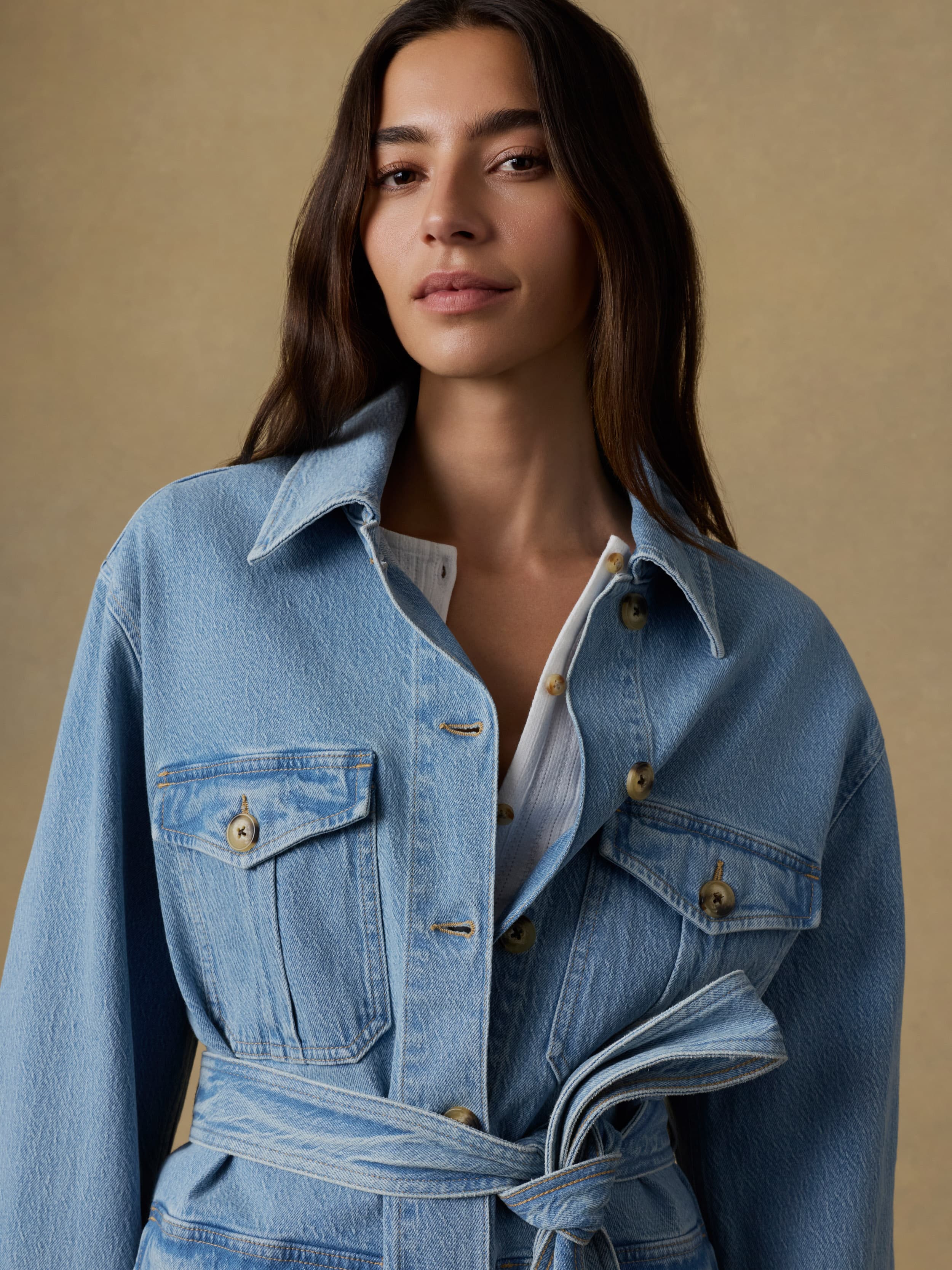 Solstice Denim Safari Jacket - Bay Drift Wash | Faherty Brand
