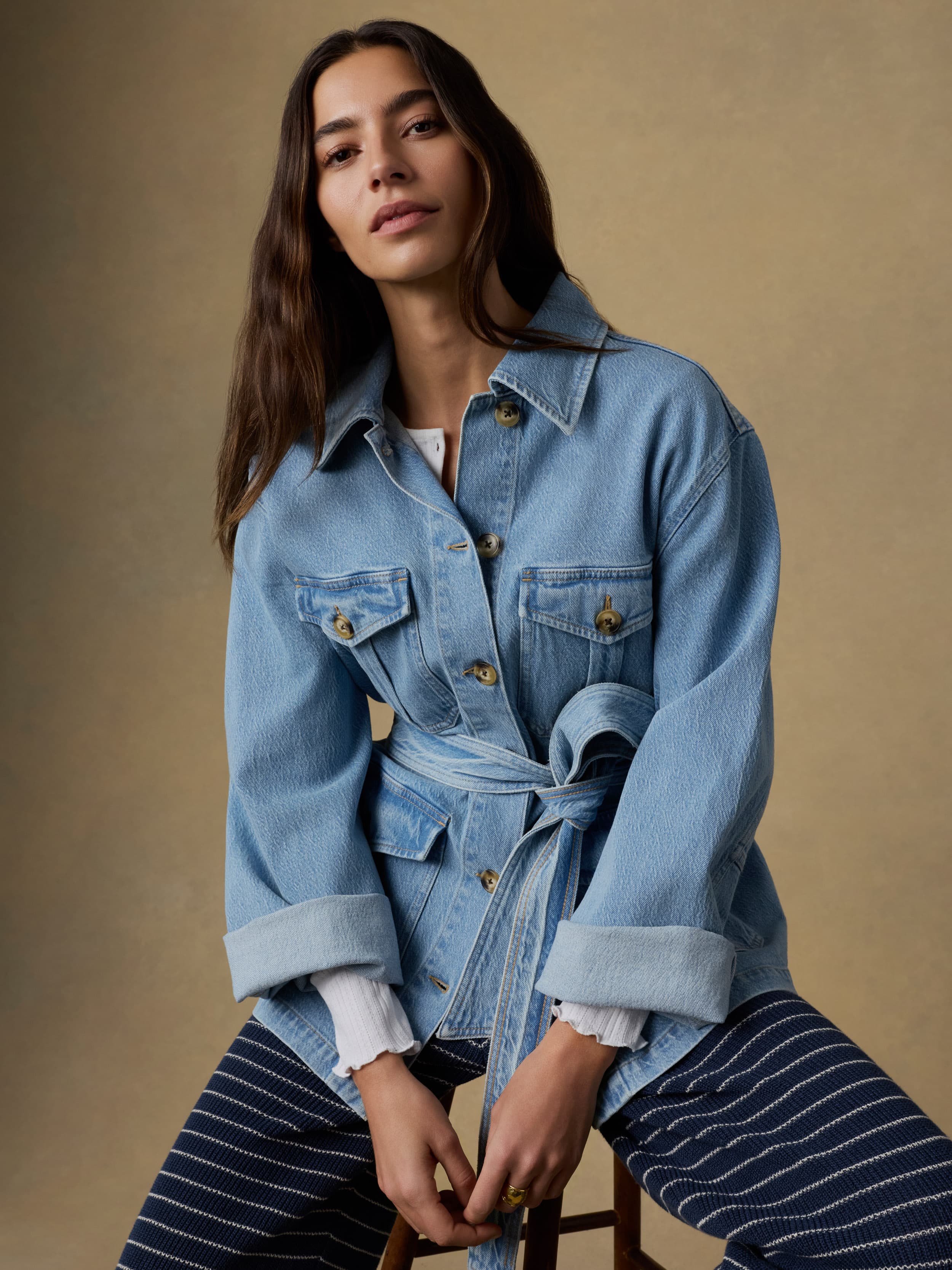 Solstice Denim Safari Jacket - Bay Drift Wash | Faherty Brand