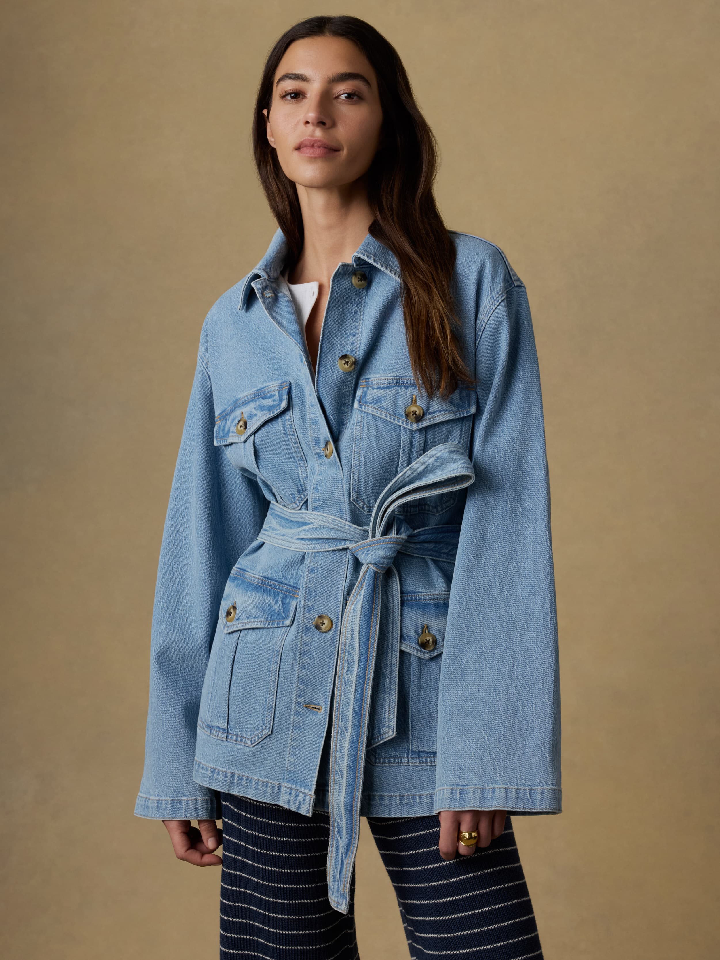 Solstice Denim Safari Jacket - Bay Drift Wash | Faherty Brand
