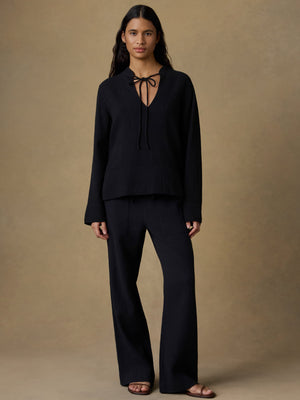 Dune Cotton Gauze Harbor Top - Black