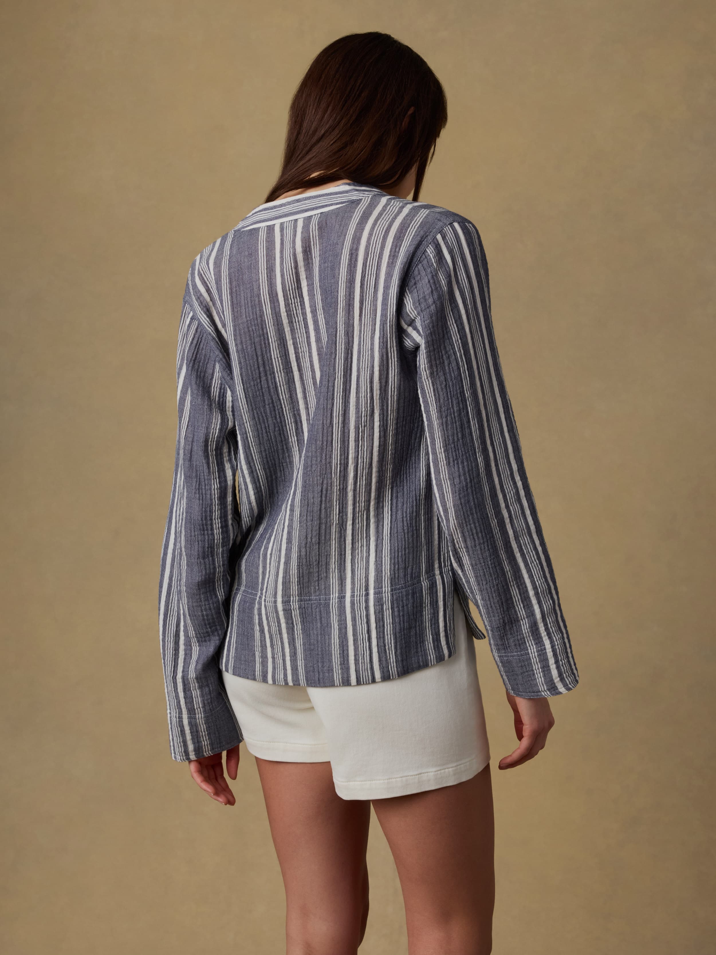 Dune Cotton Gauze Harbor Top - Sea Breeze Stripe | Faherty Brand