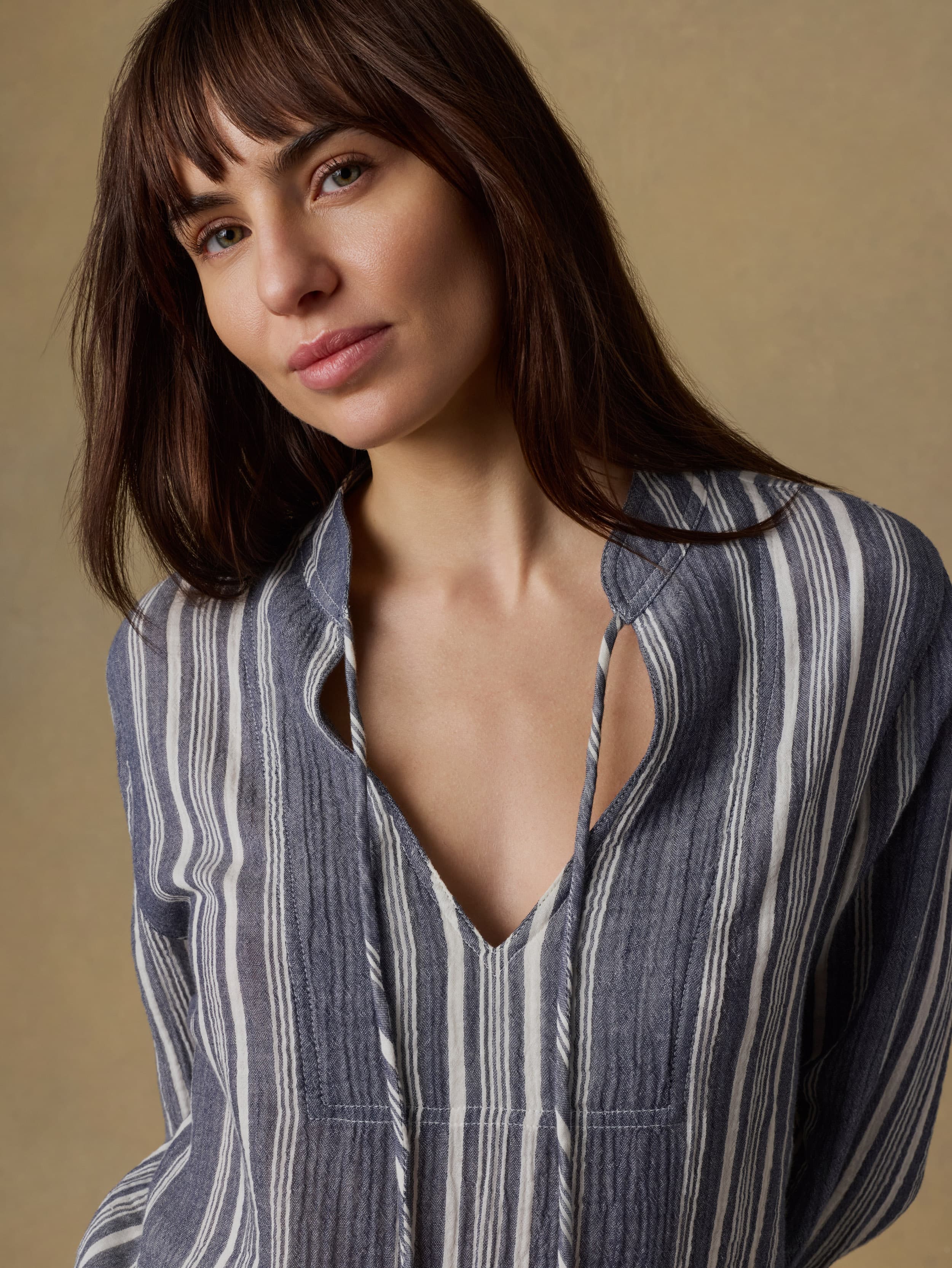 Dune Cotton Gauze Harbor Top - Sea Breeze Stripe | Faherty Brand