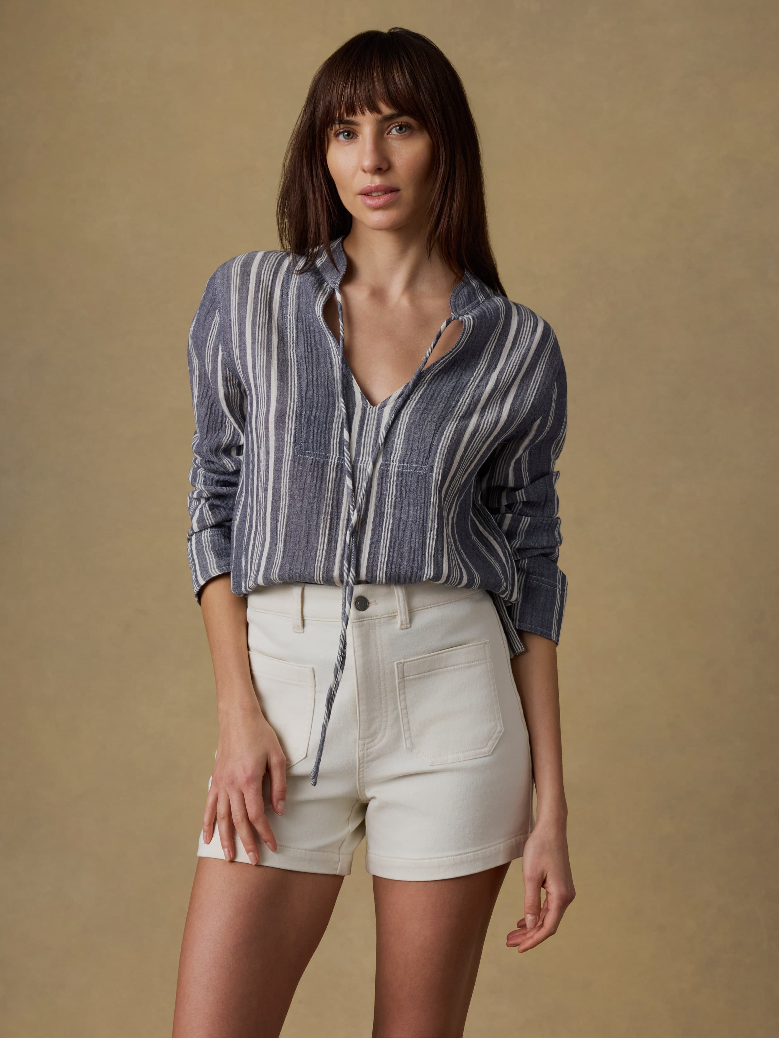 Dune Cotton Gauze Harbor Top - Sea Breeze Stripe | Faherty Brand