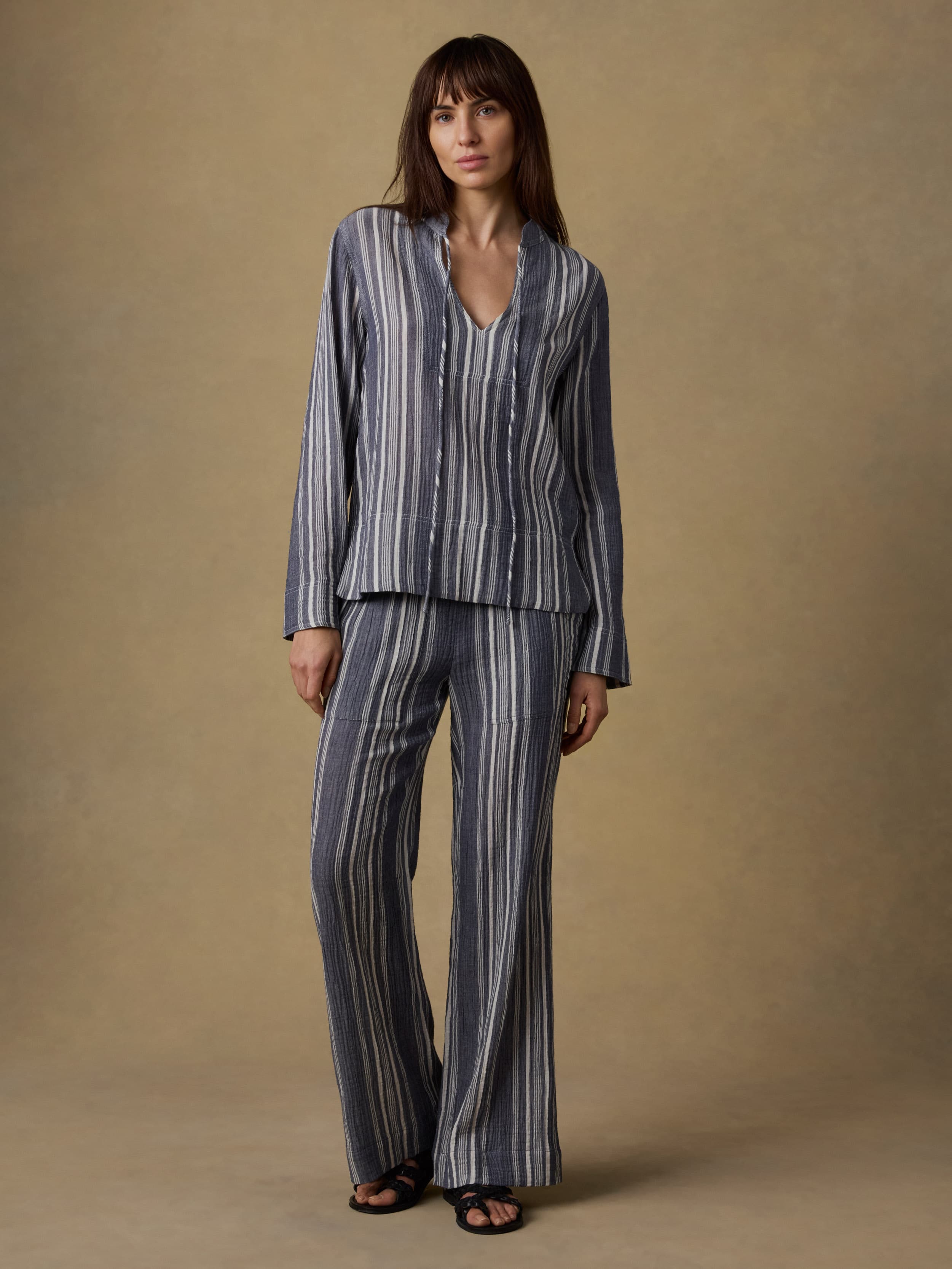Dune Cotton Gauze Harbor Top - Sea Breeze Stripe | Faherty Brand