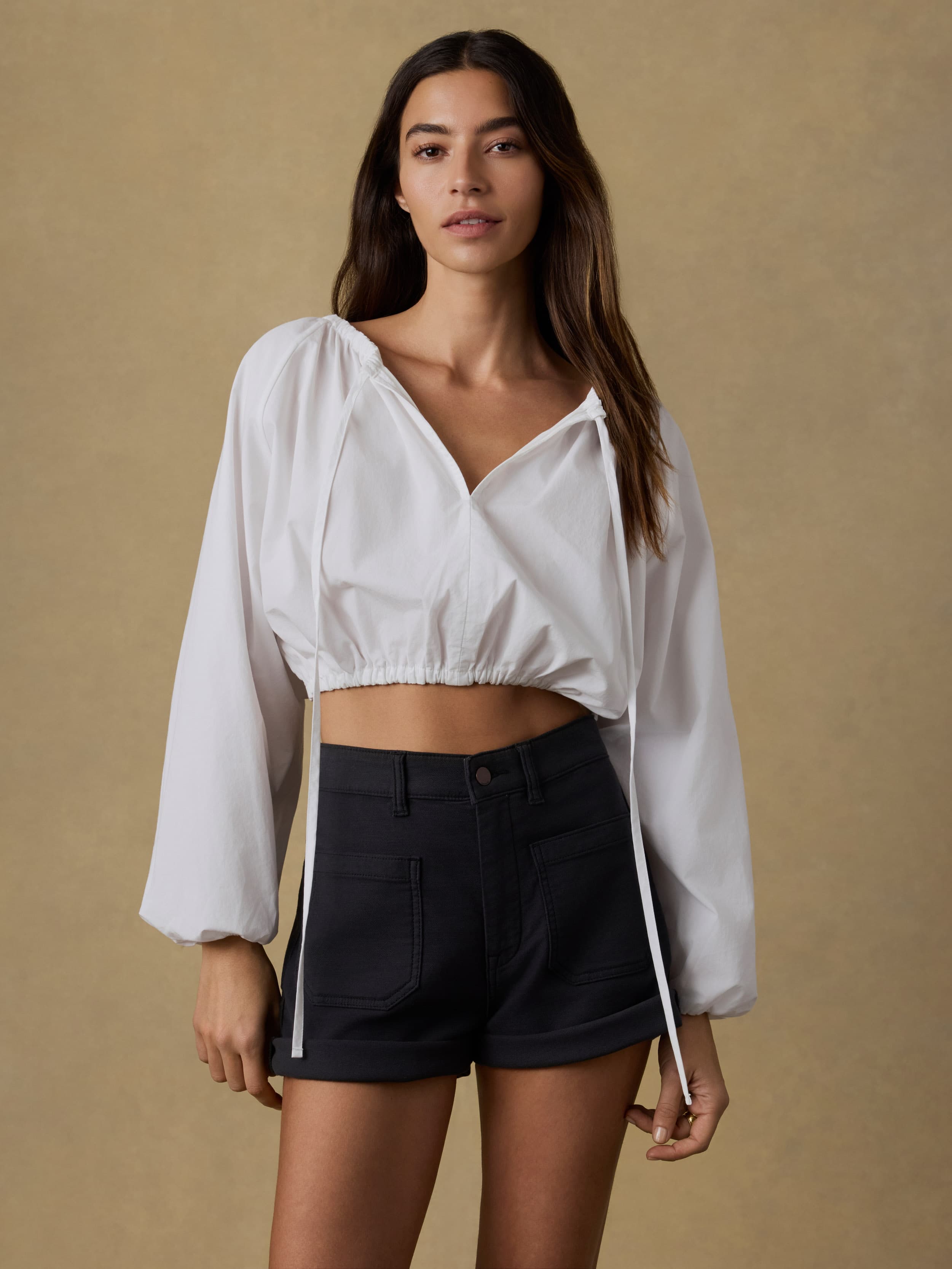 Coastal Poplin Nera Top - White | Faherty Brand