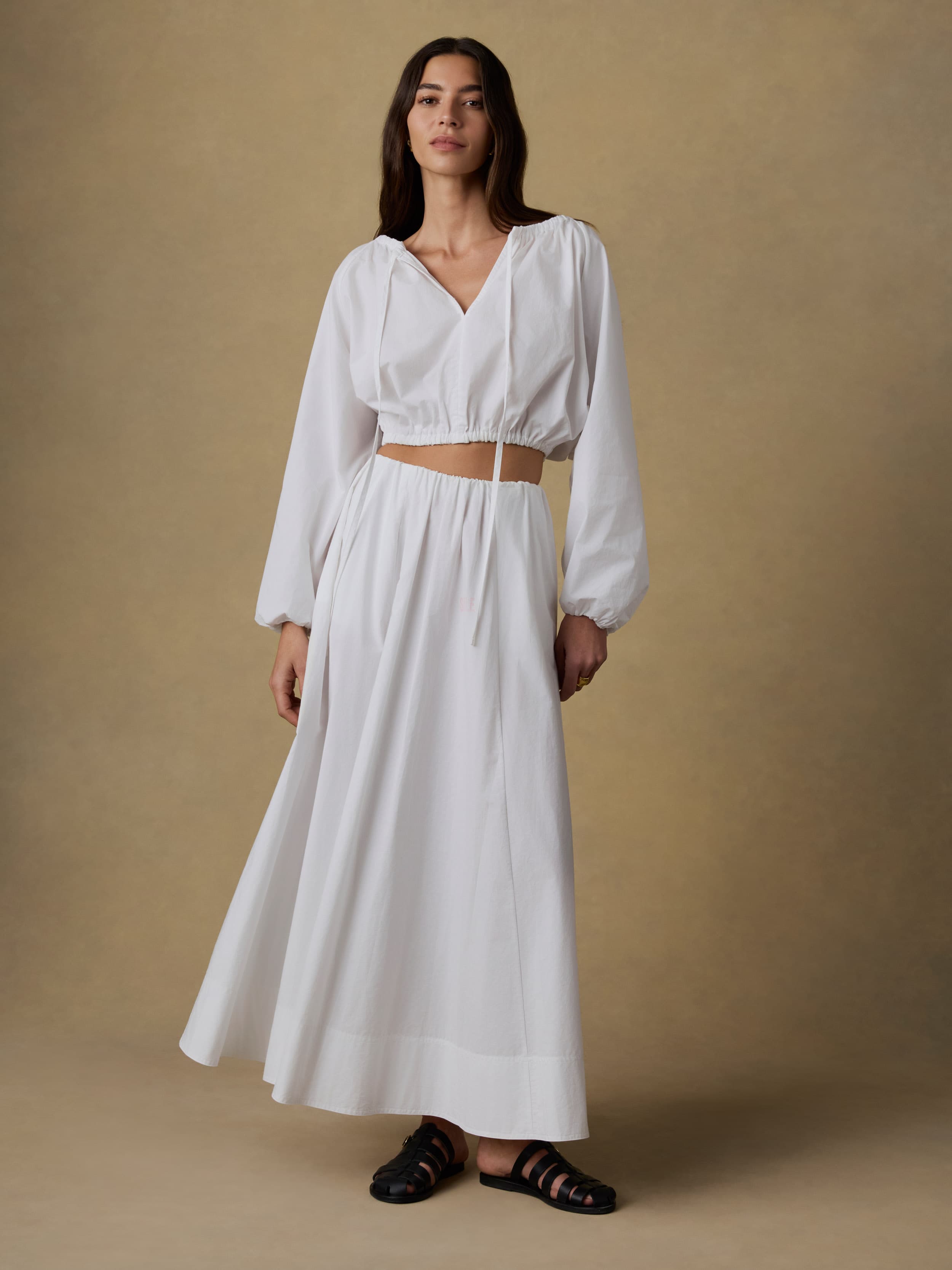 Coastal Poplin Nera Top - White | Faherty Brand