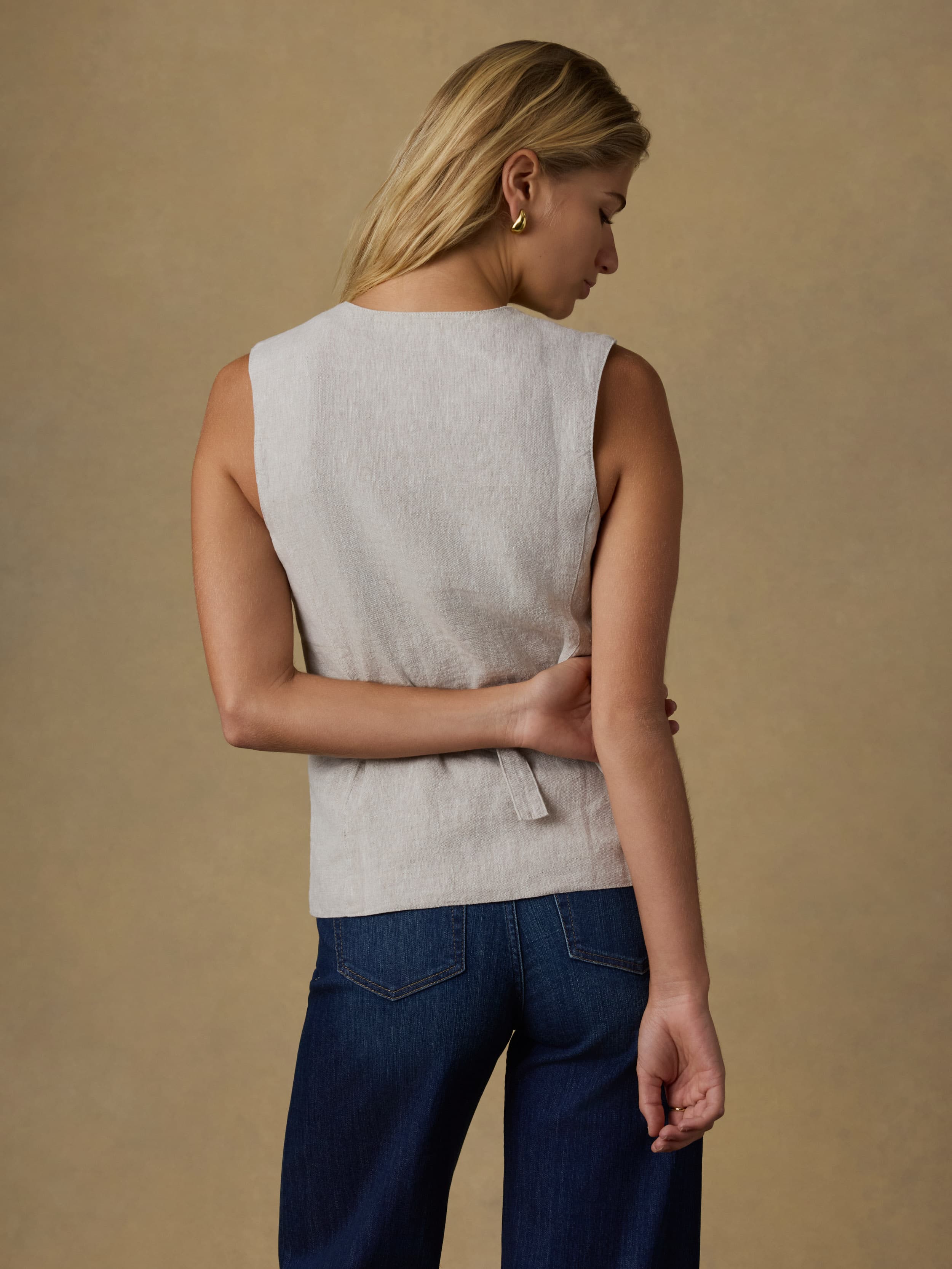 Sun Strider Linen Vest - Flax | Faherty Brand