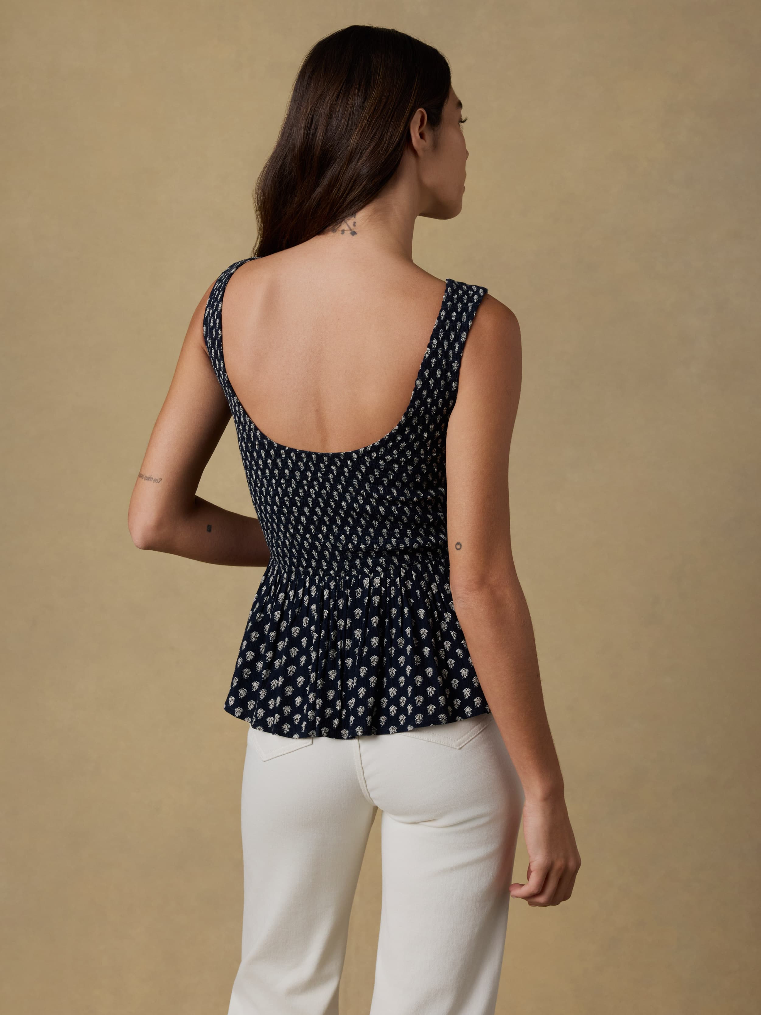 Sophia Smocked Top - Navy Lotus Floral | Faherty Brand