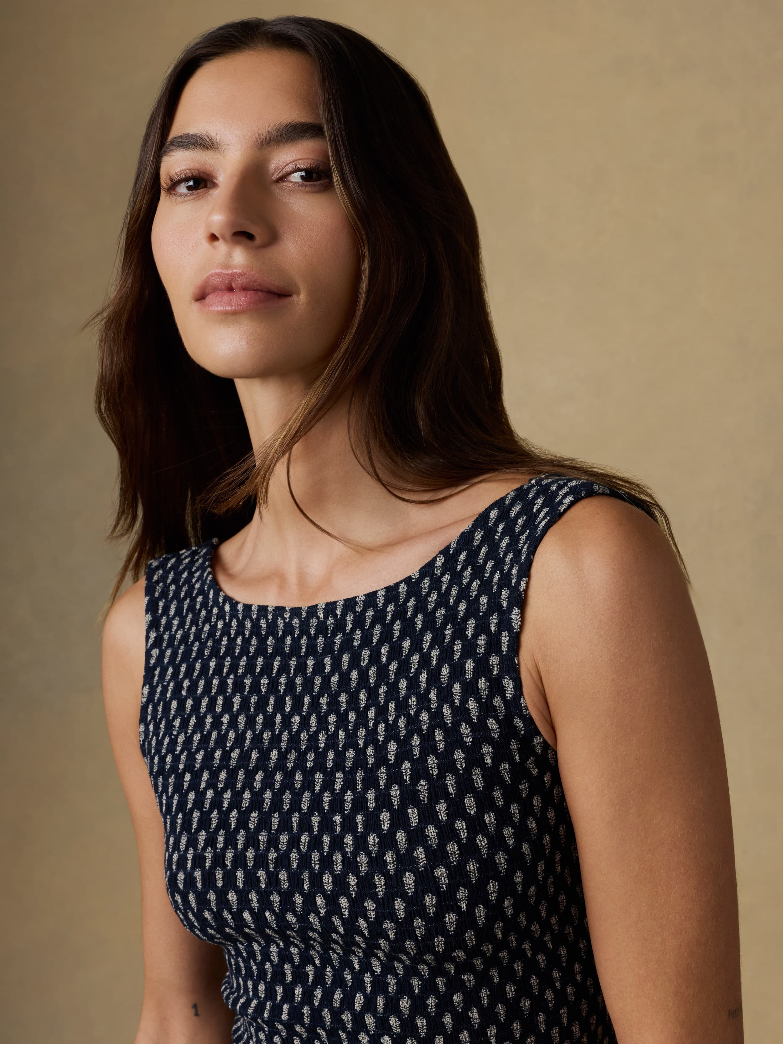 Sophia Smocked Top - Navy Lotus Floral | Faherty Brand