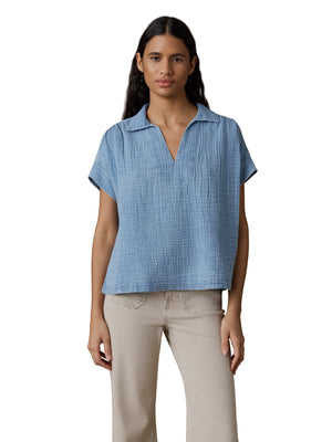 Dune Cotton Gauze Zoe Top - Indigo