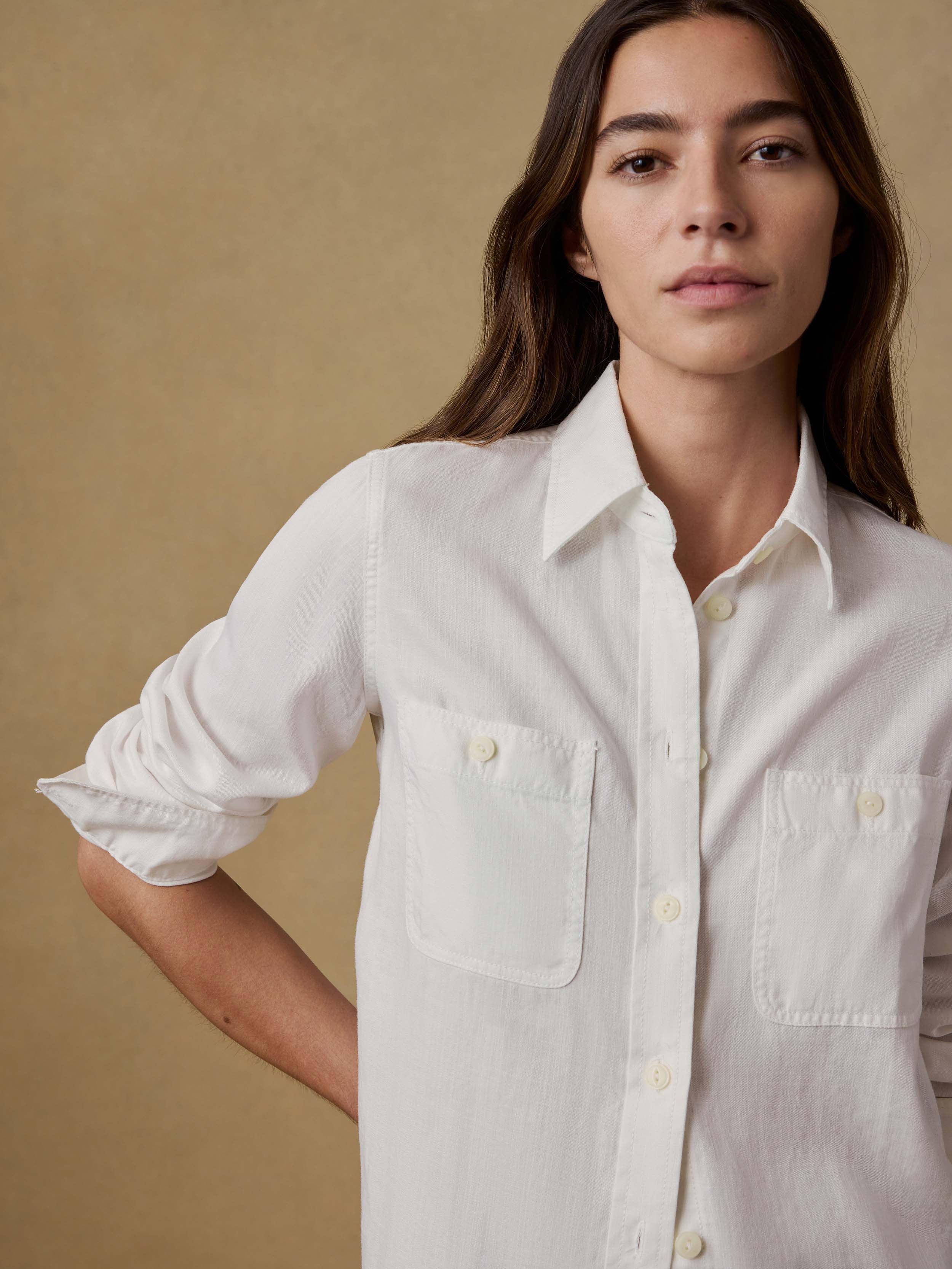 Tried & True Chambray Classic Shirt - White | Faherty Brand