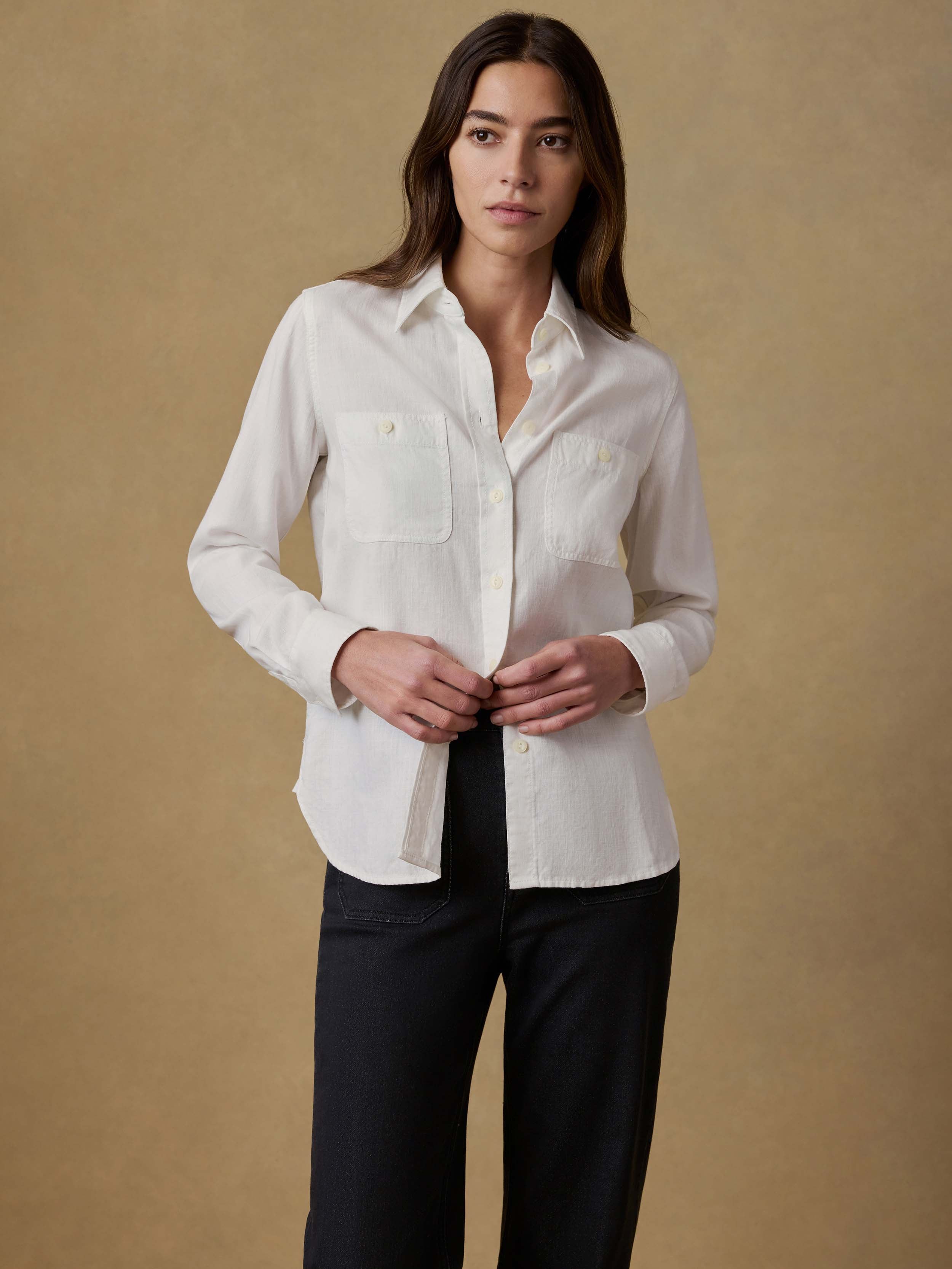 Tried & True Chambray Classic Shirt - White | Faherty Brand