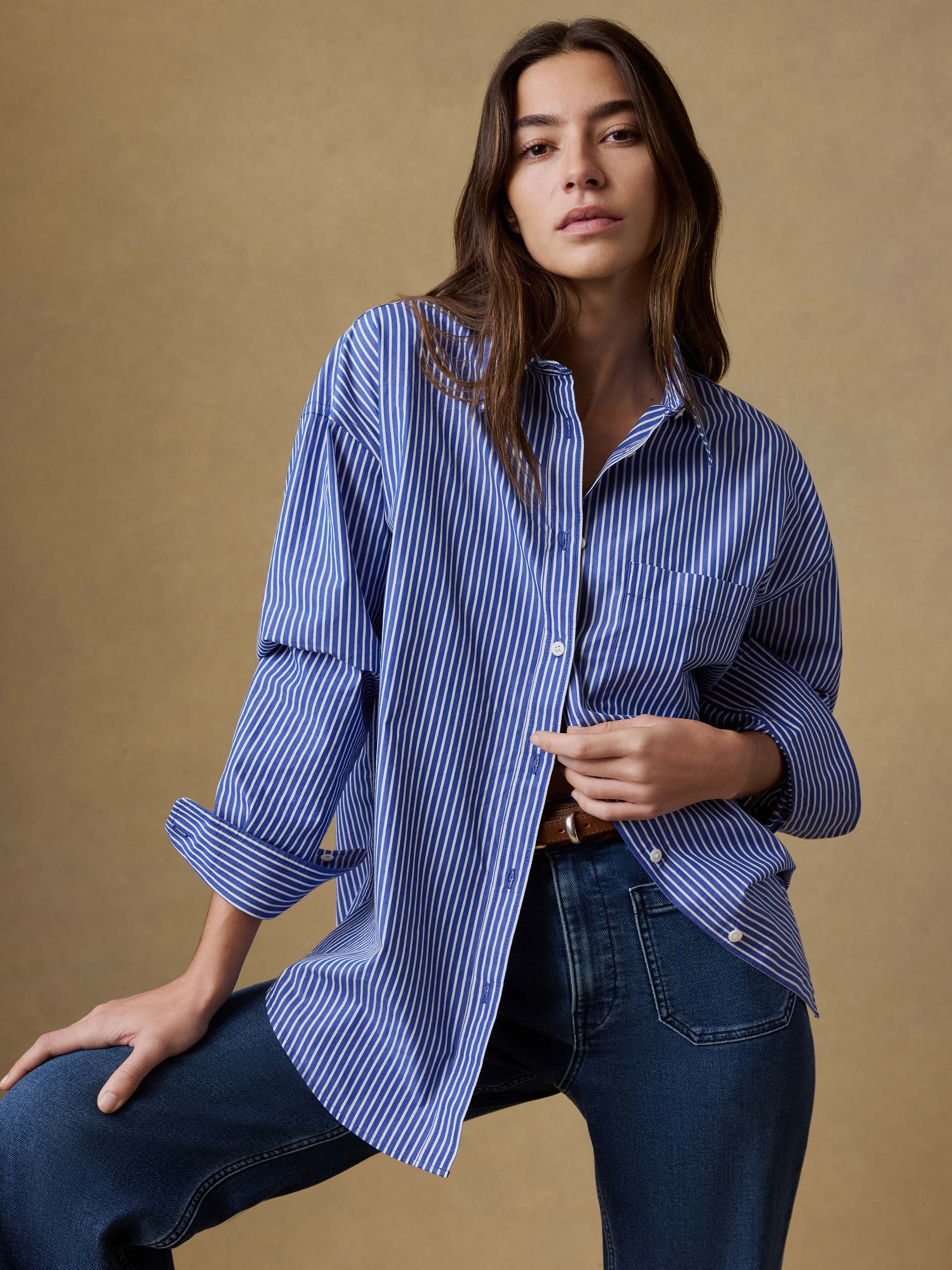 Coastal Poplin Relaxed Shirt - Endless Coast Stripe | Faherty Brand