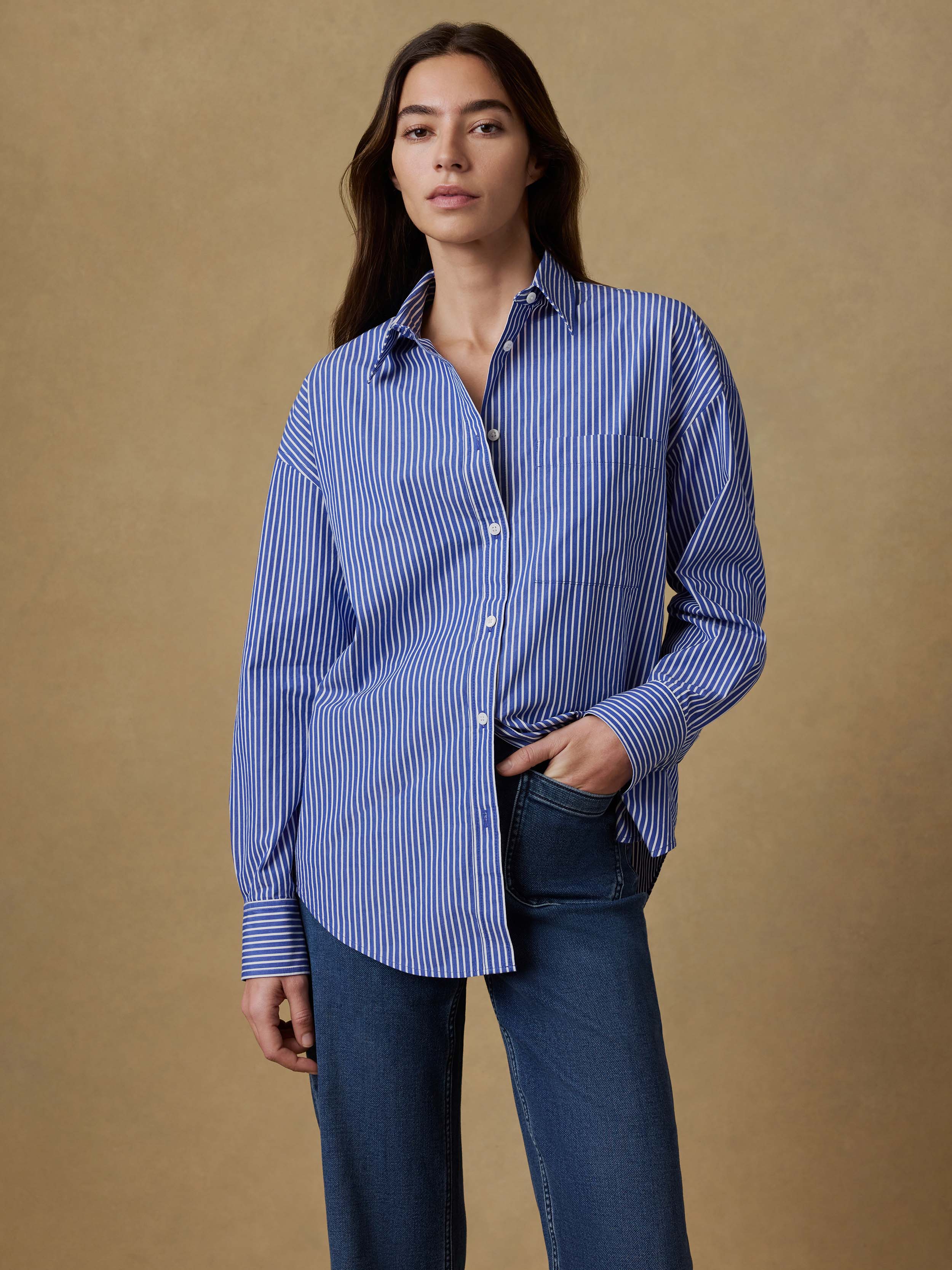 Coastal Poplin Relaxed Shirt - Endless Coast Stripe | Faherty Brand