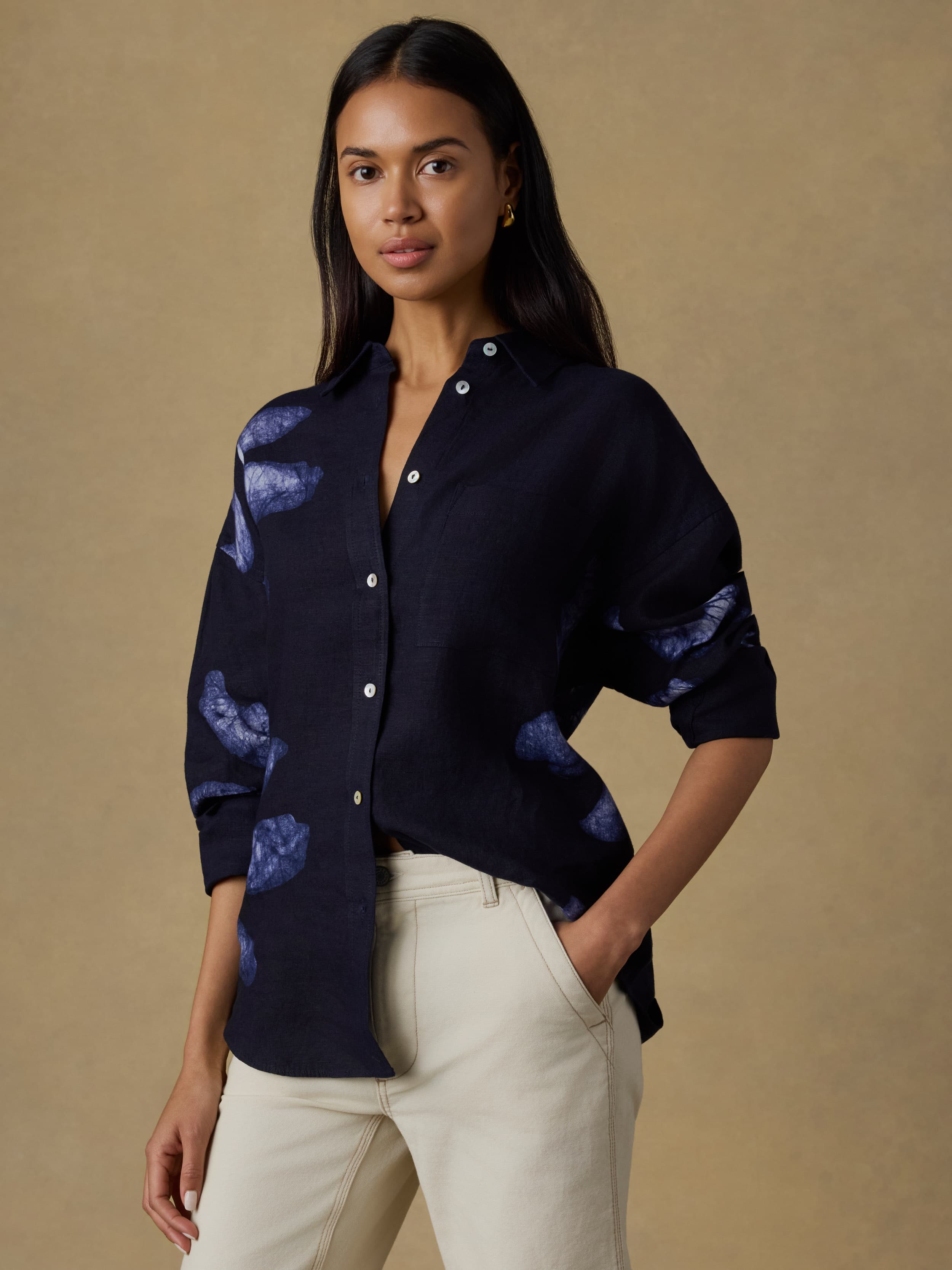 Mia Relaxed Shirt - Midnight Batik Floral | Faherty Brand
