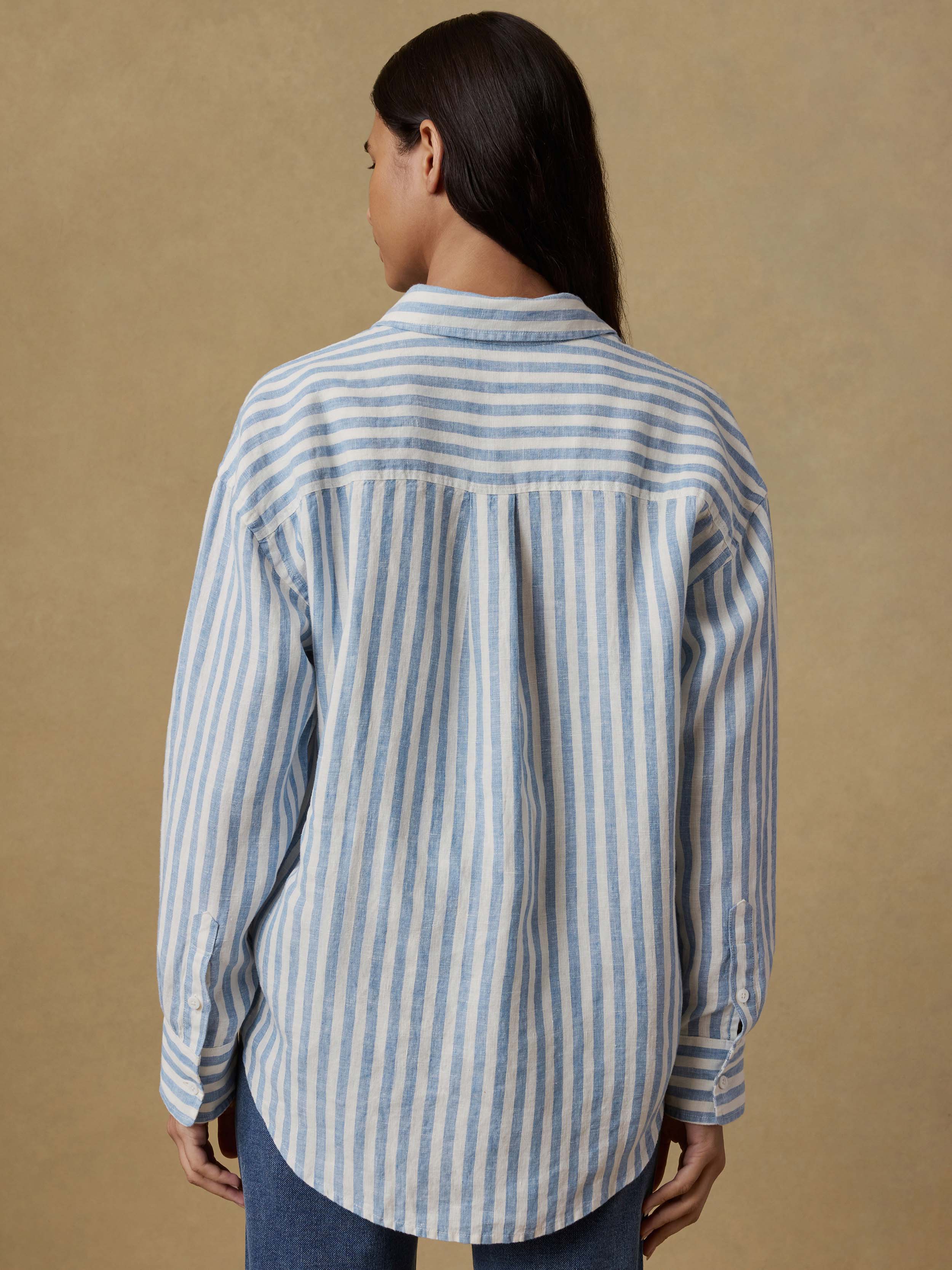 Laguna Linen Relaxed Shirt - Ocean Lucy Stripe | Faherty Brand