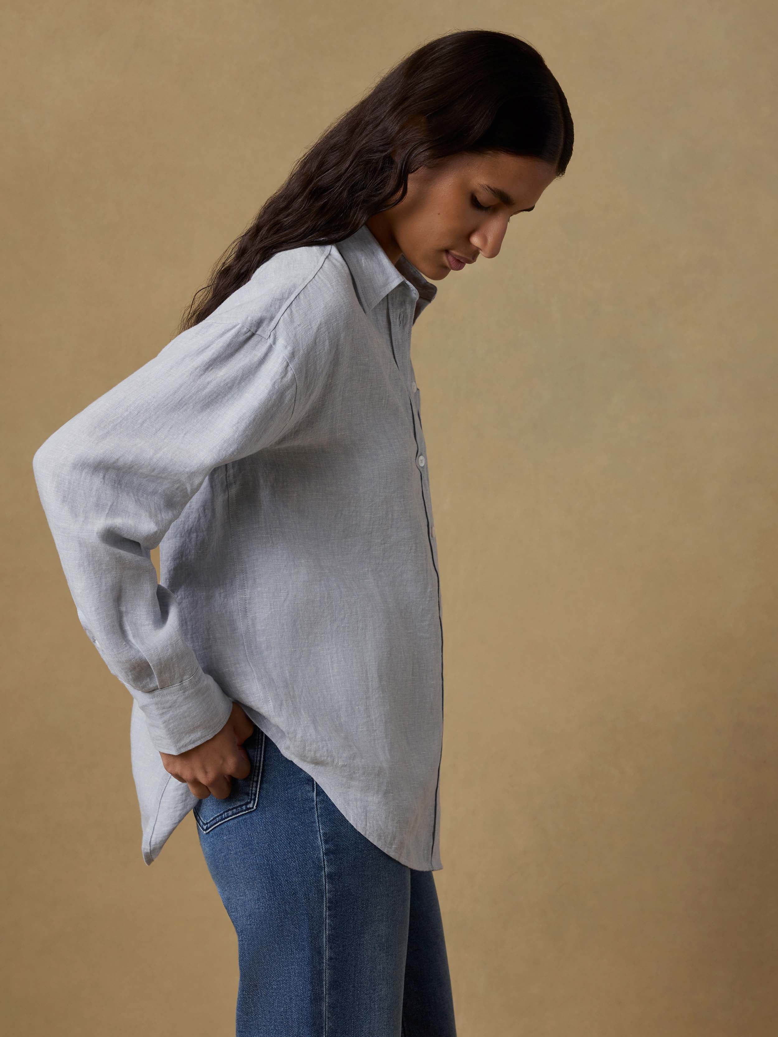 Laguna Linen Relaxed Shirt - Blue Fog | Faherty Brand
