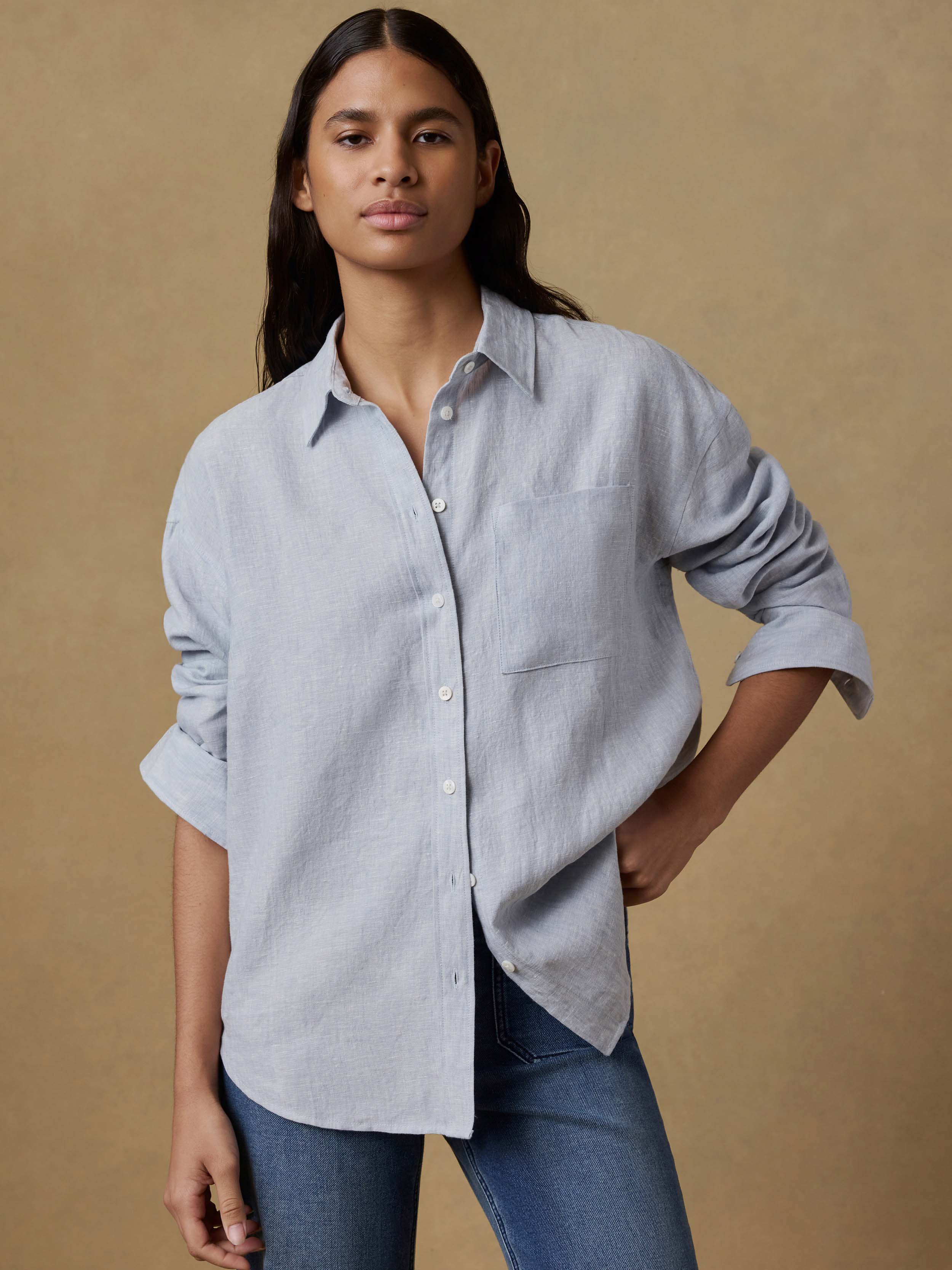Laguna Linen Relaxed Shirt - Blue Fog | Faherty Brand