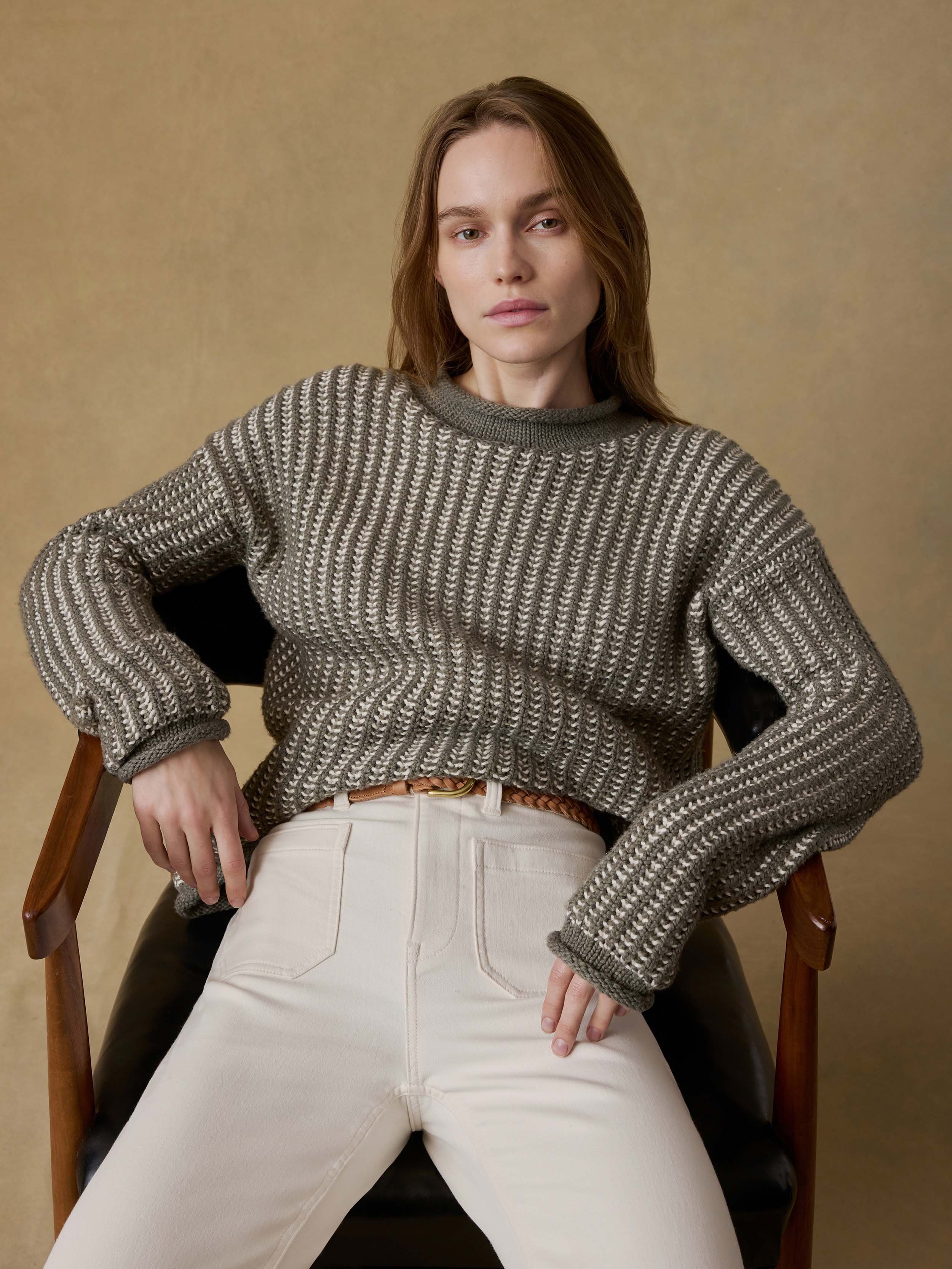 Heirloom Cotton Rollneck Sweater - Olive | Faherty Brand