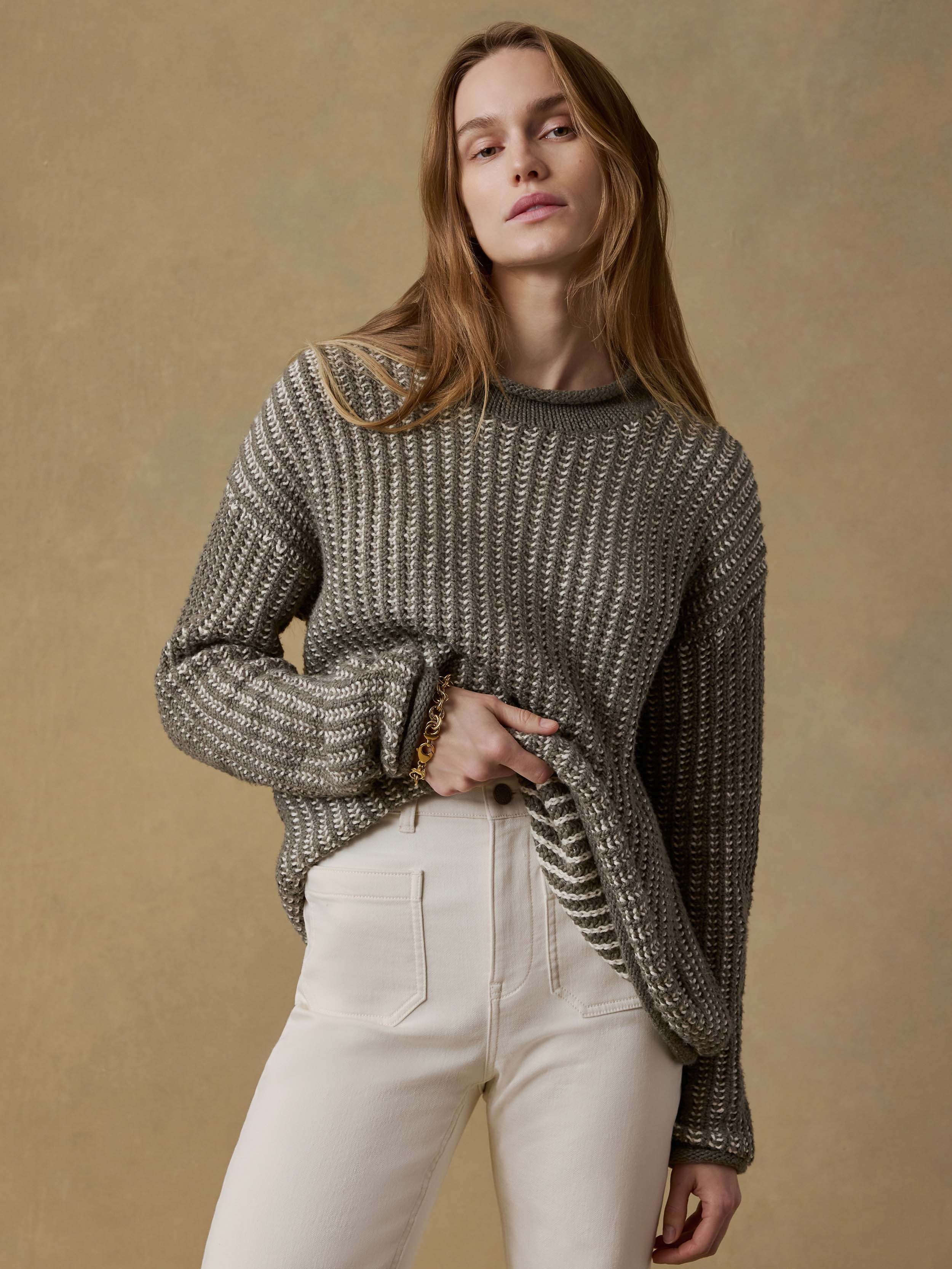 Heirloom Cotton Rollneck Sweater - Olive | Faherty Brand