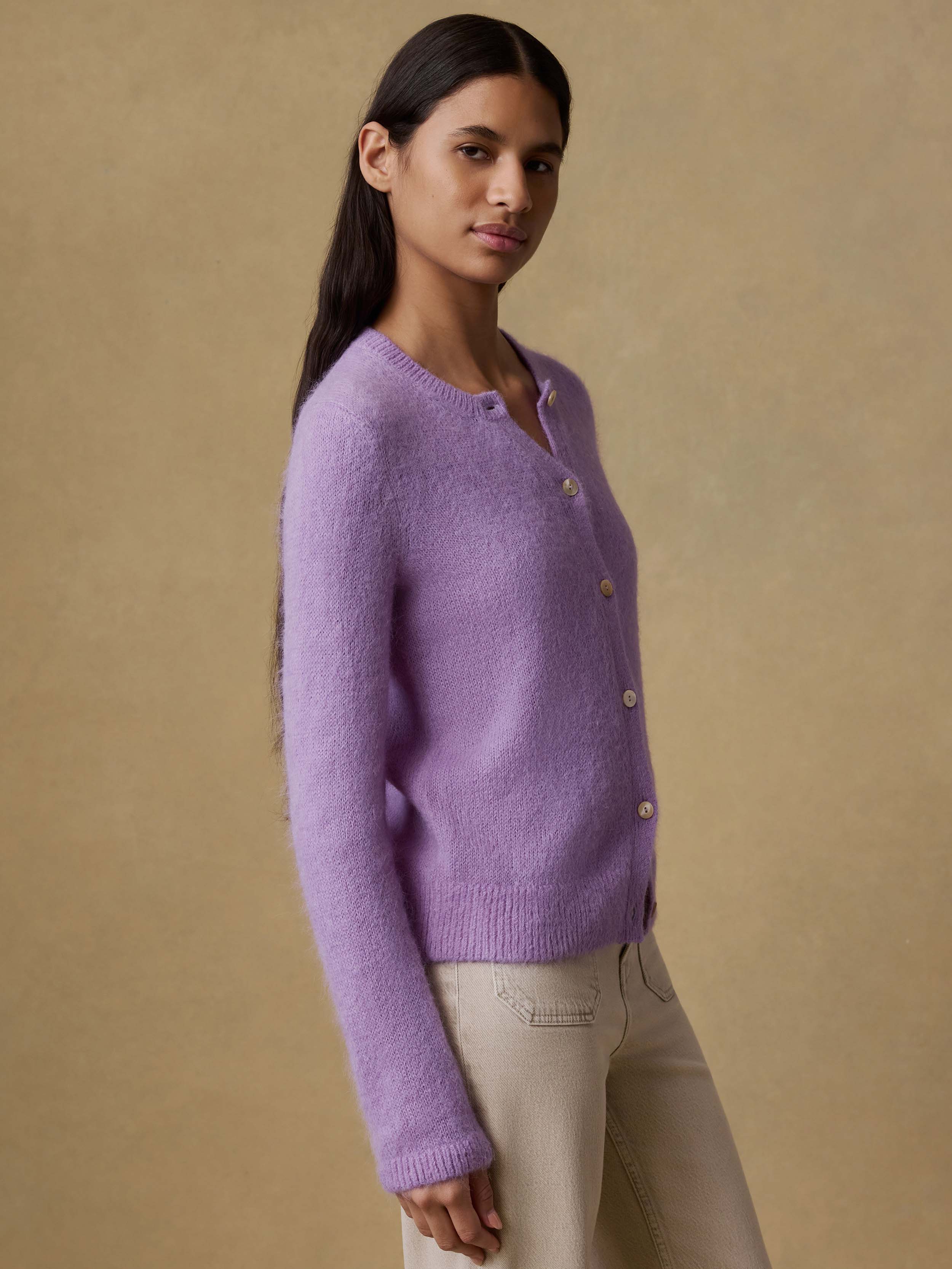 Apres Alpaca Long-Sleeve Cardigan - Lilac | Faherty Brand